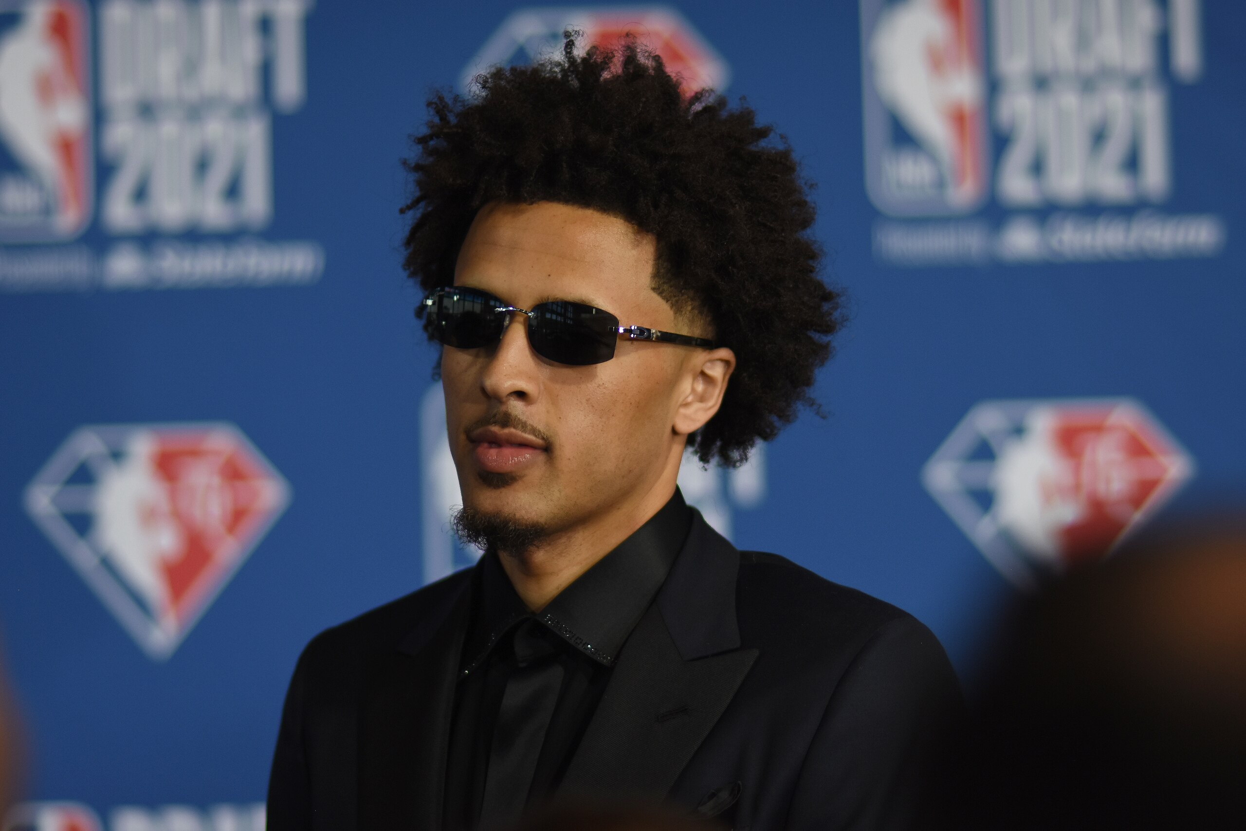 BROOKLYN, NY - JULY 29: Cade Cunningham poses for a photo at the 2021 NBA Draft on July 29, 2021 at Barclays Center in Brooklyn, New York. NOTE TO USER: User expressly acknowledges and agrees that, by downloading and or using this Photograph, user is consenting to the terms and conditions of the Getty Images License Agreement. Mandatory Copyright Notice: Copyright 2021 NBAE (Photo by Stephen Pellegrino/NBAE via Getty Images)
