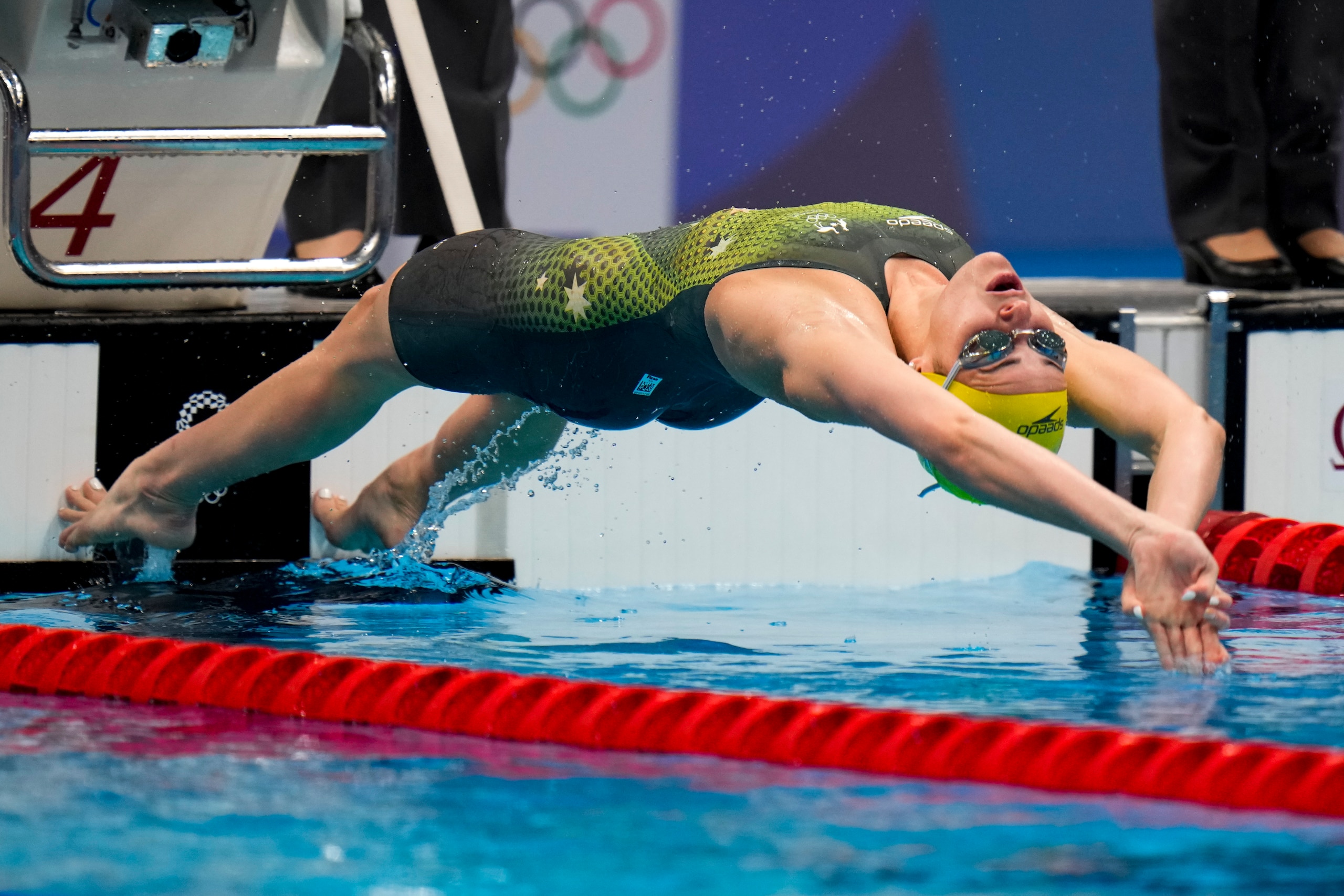 Kaylee Mckeown, of Australia, swims in a women's 200-meter backstroke semifinal at the 2020 Summer Olympics, Friday, July 30, 2021, in Tokyo, Japan. (AP Photo/Jae C. Hong)