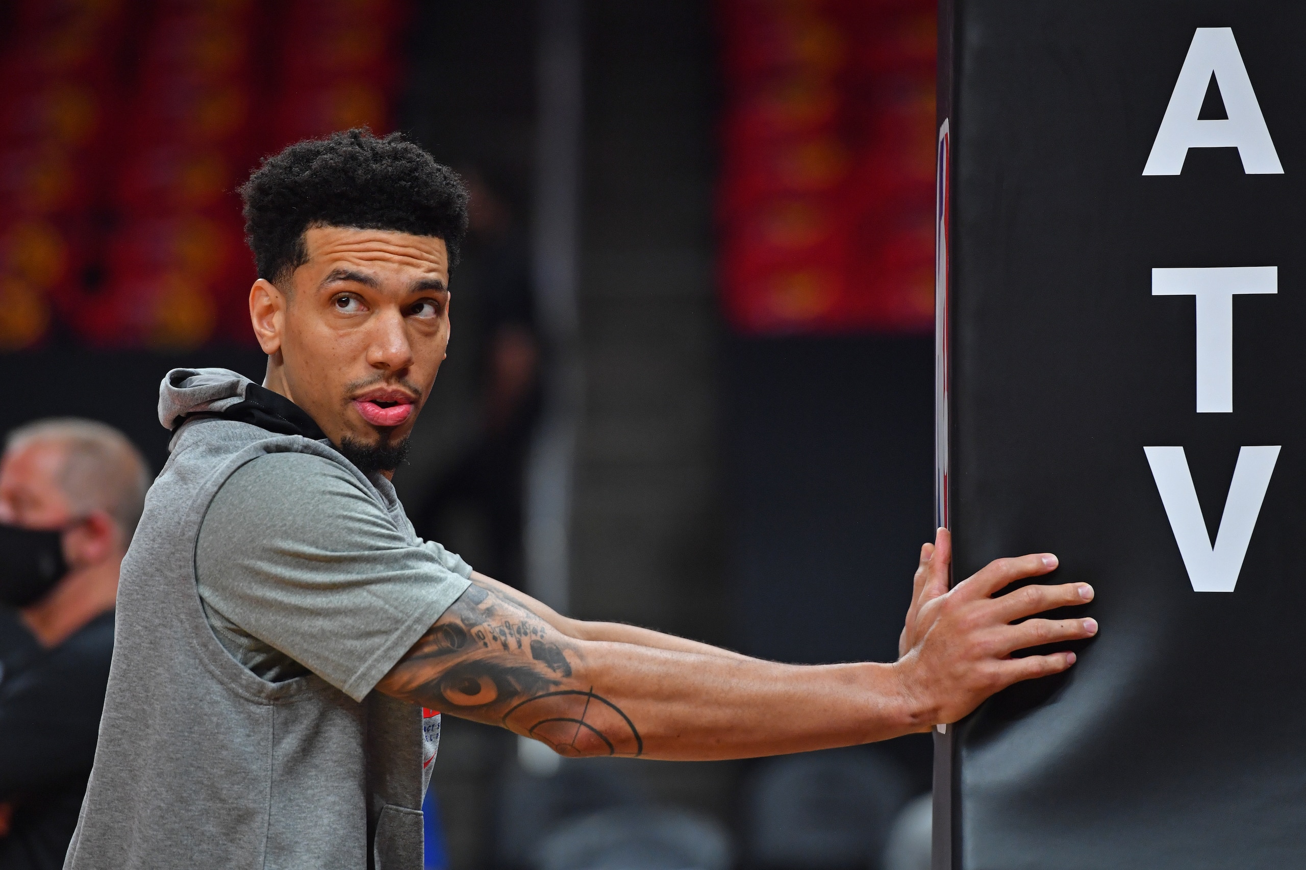 ATLANTA, GA - JUNE 11: Danny Green #14 of the Philadelphia 76ers looks on before the game against the Atlanta Hawks during Round 2, Game 3 of the Eastern Conference Playoffs on June 11, 2021 at State Farm Arena in Atlanta, Georgia. NOTE TO USER: User expressly acknowledges and agrees that, by downloading and/or using this Photograph, user is consenting to the terms and conditions of the Getty Images License Agreement. Mandatory Copyright Notice: Copyright 2021 NBAE (Photo by Jesse D. Garrabrant/NBAE via Getty Images)