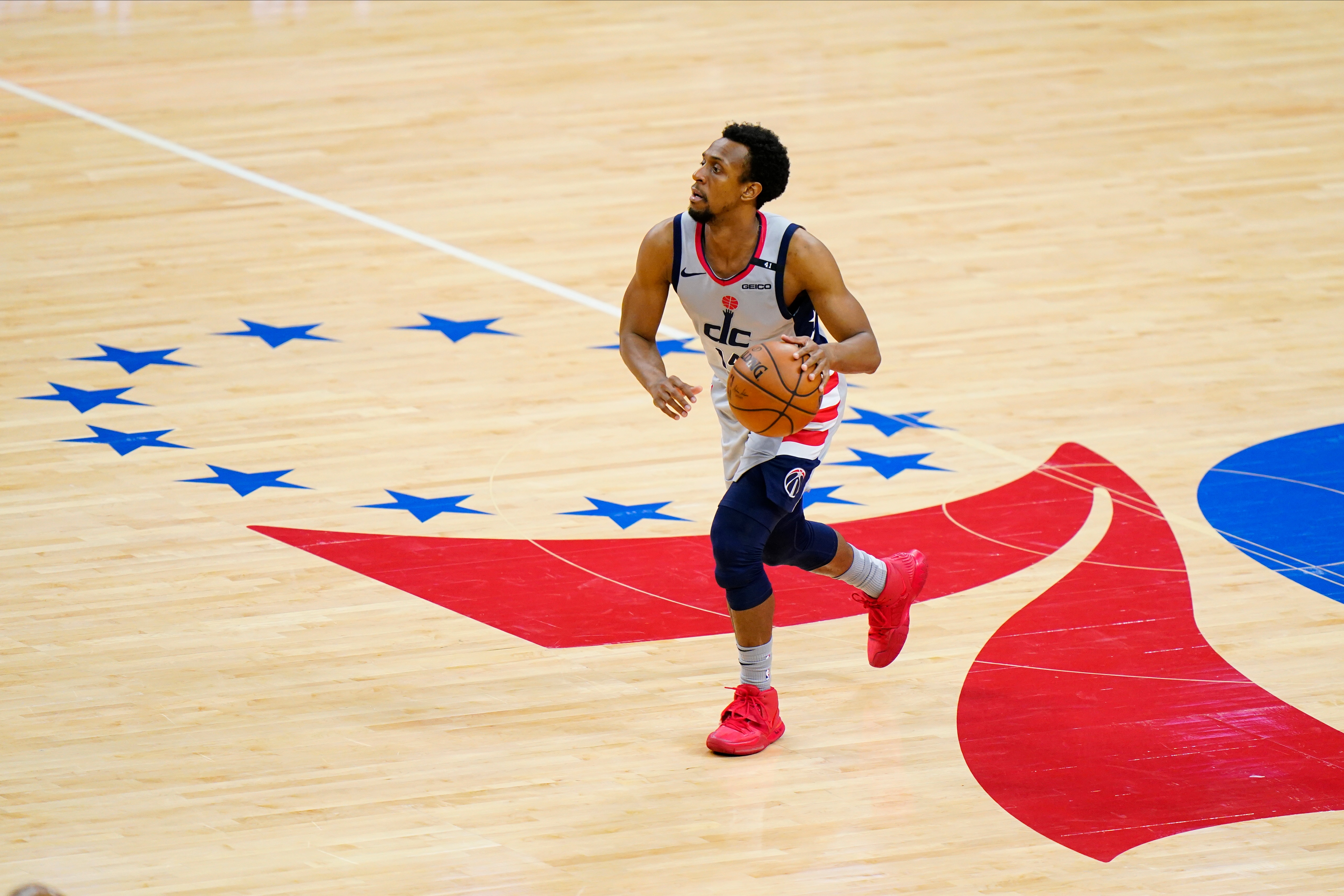 Washington Wizards' Ish Smith plays during Game 5 in a first-round NBA basketball playoff series against the Philadelphia 76ers, Wednesday, June 2, 2021, in Philadelphia. (AP Photo/Matt Slocum)