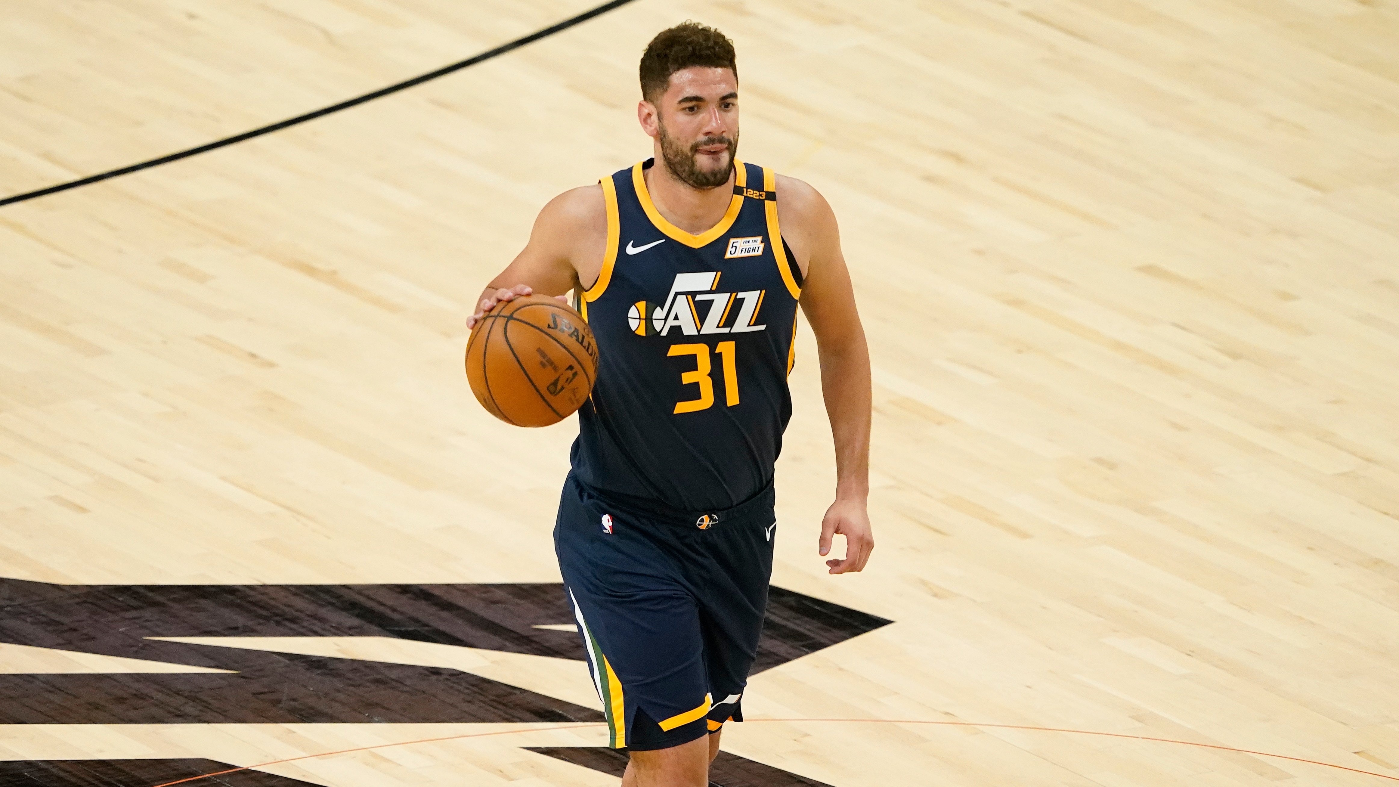 Utah Jazz forward Georges Niang (31) against the Phoenix Suns during the first half of an NBA basketball game, Friday, April 30, 2021, in Phoenix. (AP Photo/Matt York)
