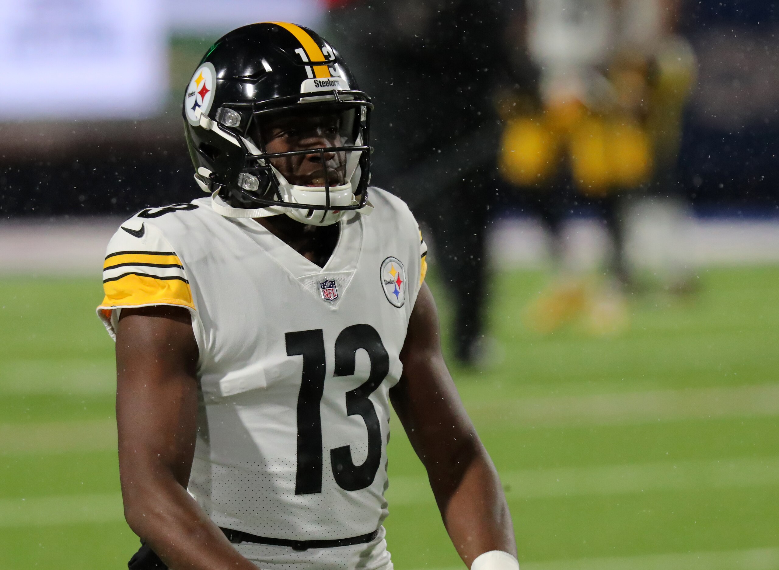 ORCHARD PARK, NY - DECEMBER 13: James Washington #13 of the Pittsburgh Steelers before a game against the Buffalo Bills at Bills Stadium on December 13, 2020 in Orchard Park, New York. (Photo by Timothy T Ludwig/Getty Images)
