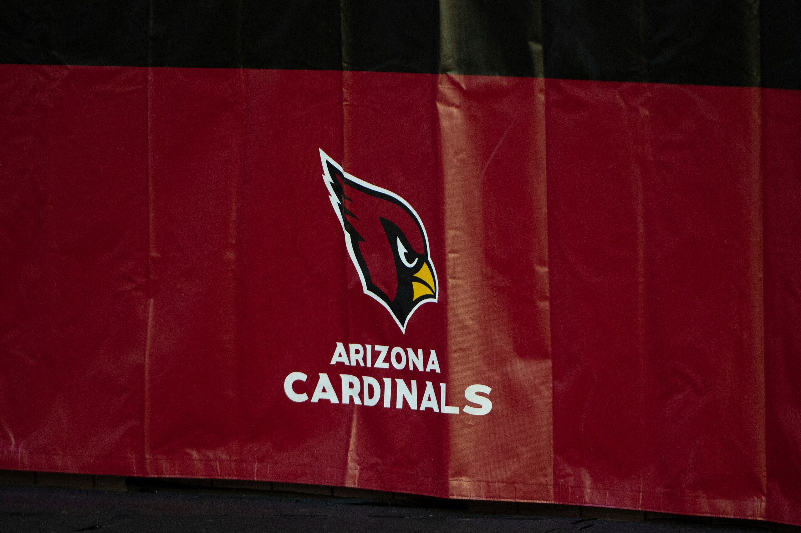 A detail view of the Arizona Cardinals logo on display during an NFL football game between the Los Angeles Rams and Arizona Cardinals, Sunday, Dec. 6, 2020, in Glendale, Ariz. (AP Photo/Jennifer Stewart)