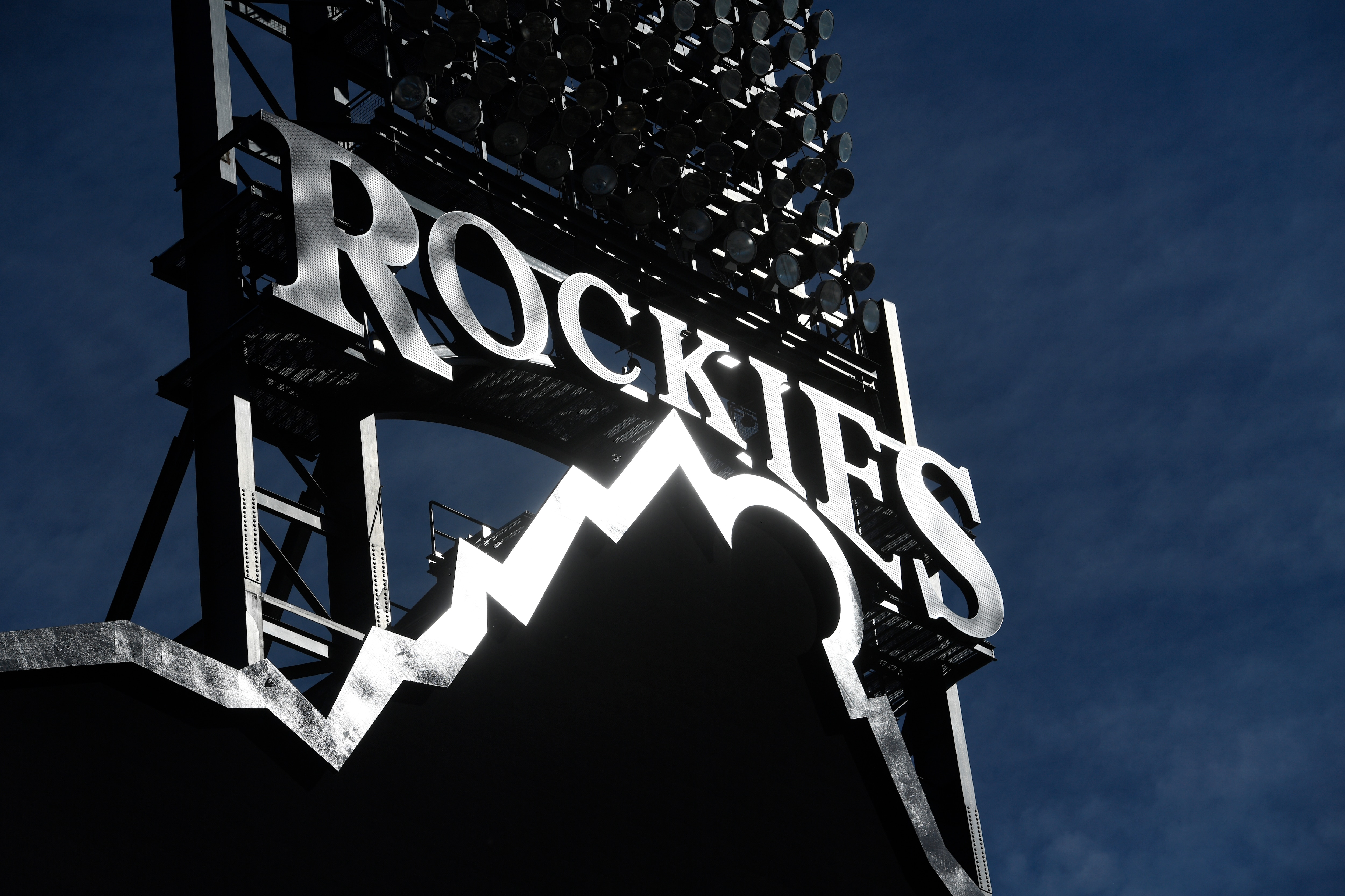DENVER, CO - JUNE 21: Early afternoon sun hits the Colorado Rockies logo above the new video scoreboard at Coors Field June 21, 2018. (Photo by Andy Cross/The Denver Post via Getty Images)