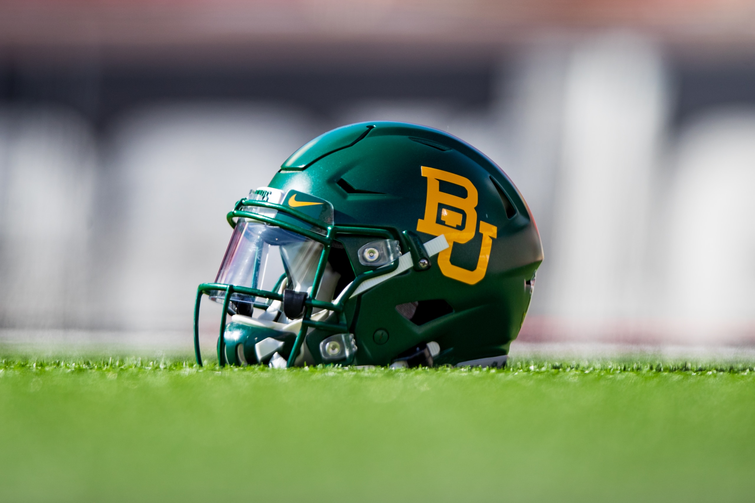 LUBBOCK, TEXAS - NOVEMBER 14: A Baylor helmet sits on the field before the college football game between the Texas Tech Red Raiders the Baylor Bears at Jones AT&T Stadium on November 14, 2020 in Lubbock, Texas. (Photo by John E. Moore III/Getty Images) LUBBOCK, TEXAS - NOVEMBER 14: A Baylor helmet sits on the field before the college football game between the Texas Tech Red Raiders the Baylor Bears at Jones AT&T Stadium on November 14, 2020 in Lubbock, Texas. (Photo by John E. Moore III/Getty Images)