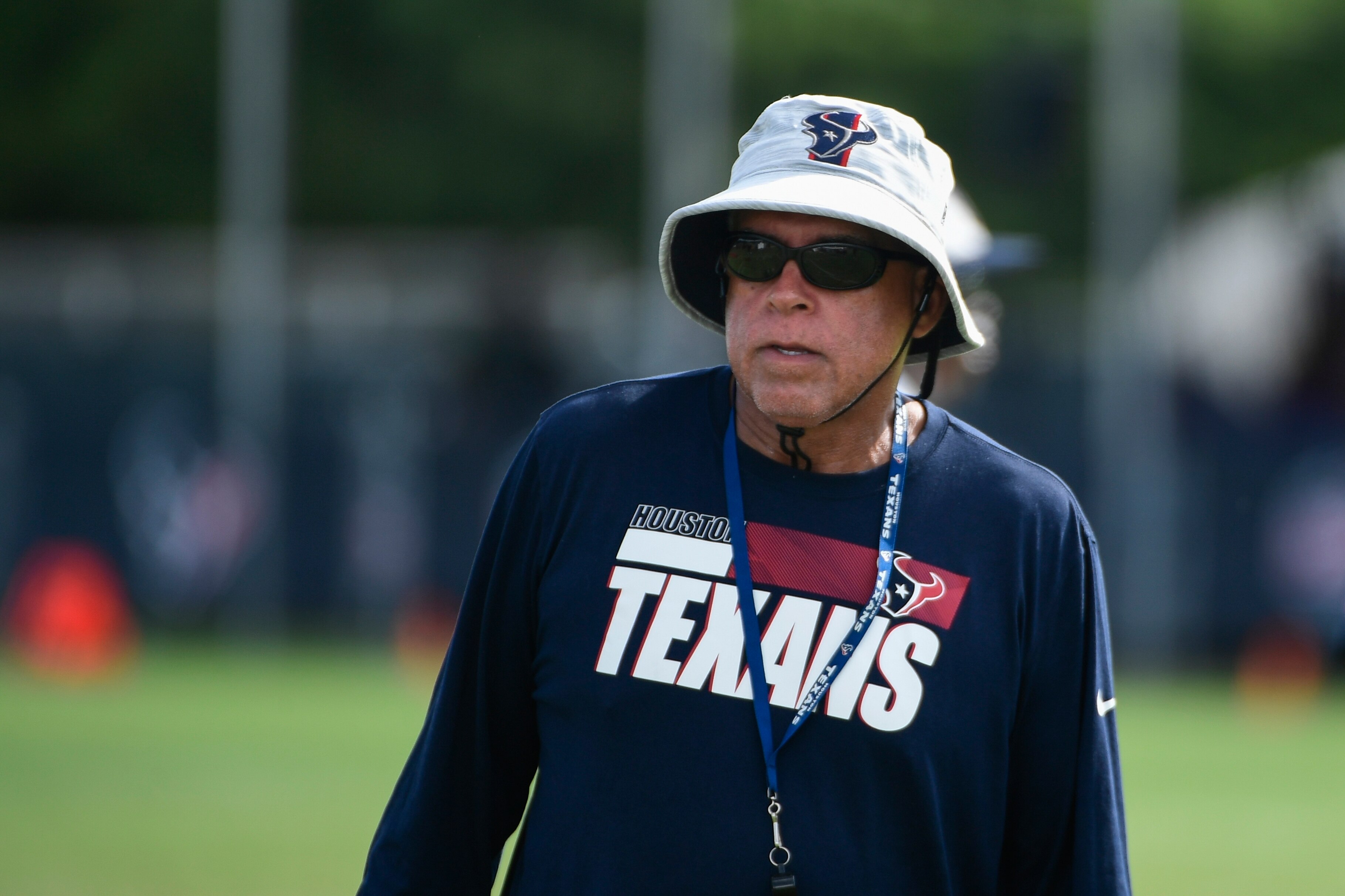 Texans head coach David Culley watches the team during NFL football practice Saturday, July 31, 2021, in Houston. (AP Photo/Justin Rex)