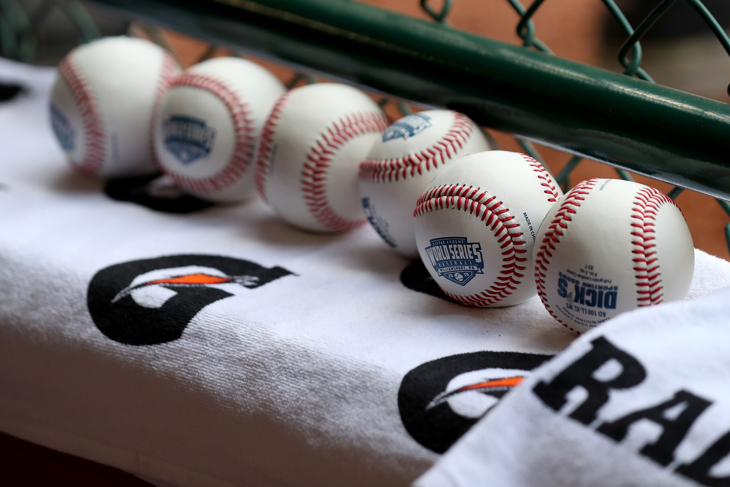SOUTH WILLIAMSPORT, PENNSYLVANIA - AUGUST 25: Baseballs sit on the ledge during the Championship Game of the Little League World Series between the Southwest Region team from River Ridge Louisiana and the Caribbean Region team from Willemstad, Curacao during the  at Lamade Stadium on August 25, 2019 in South Williamsport, Pennsylvania. (Photo by Rob Carr/Getty Images)