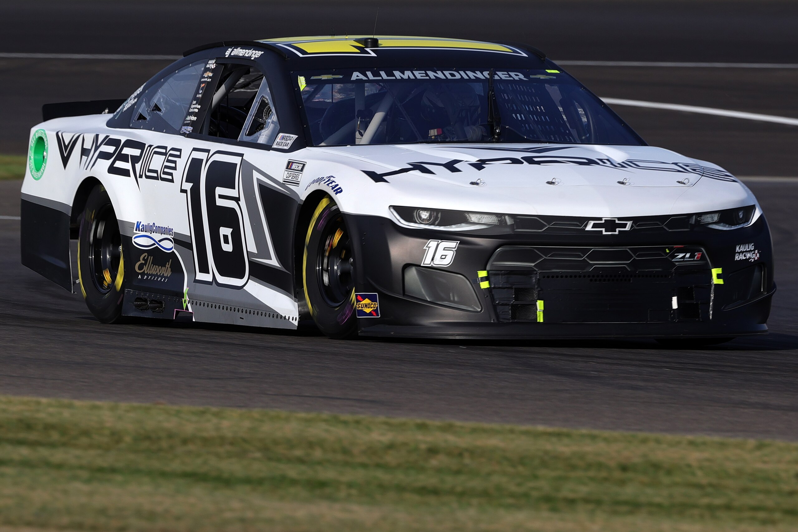 INDIANAPOLIS, INDIANA - AUGUST 15: AJ Allmendinger, driver of the #16 Hyperice Chevrolet, drives during qualifying for the NASCAR Cup Series Verizon 200 at the Brickyard at Indianapolis Motor Speedway on August 15, 2021 in Indianapolis, Indiana. (Photo by Stacy Revere/Getty Images) INDIANAPOLIS, INDIANA - AUGUST 15: AJ Allmendinger, driver of the #16 Hyperice Chevrolet, drives during qualifying for the NASCAR Cup Series Verizon 200 at the Brickyard at Indianapolis Motor Speedway on August 15, 2021 in Indianapolis, Indiana. (Photo by Stacy Revere/Getty Images)