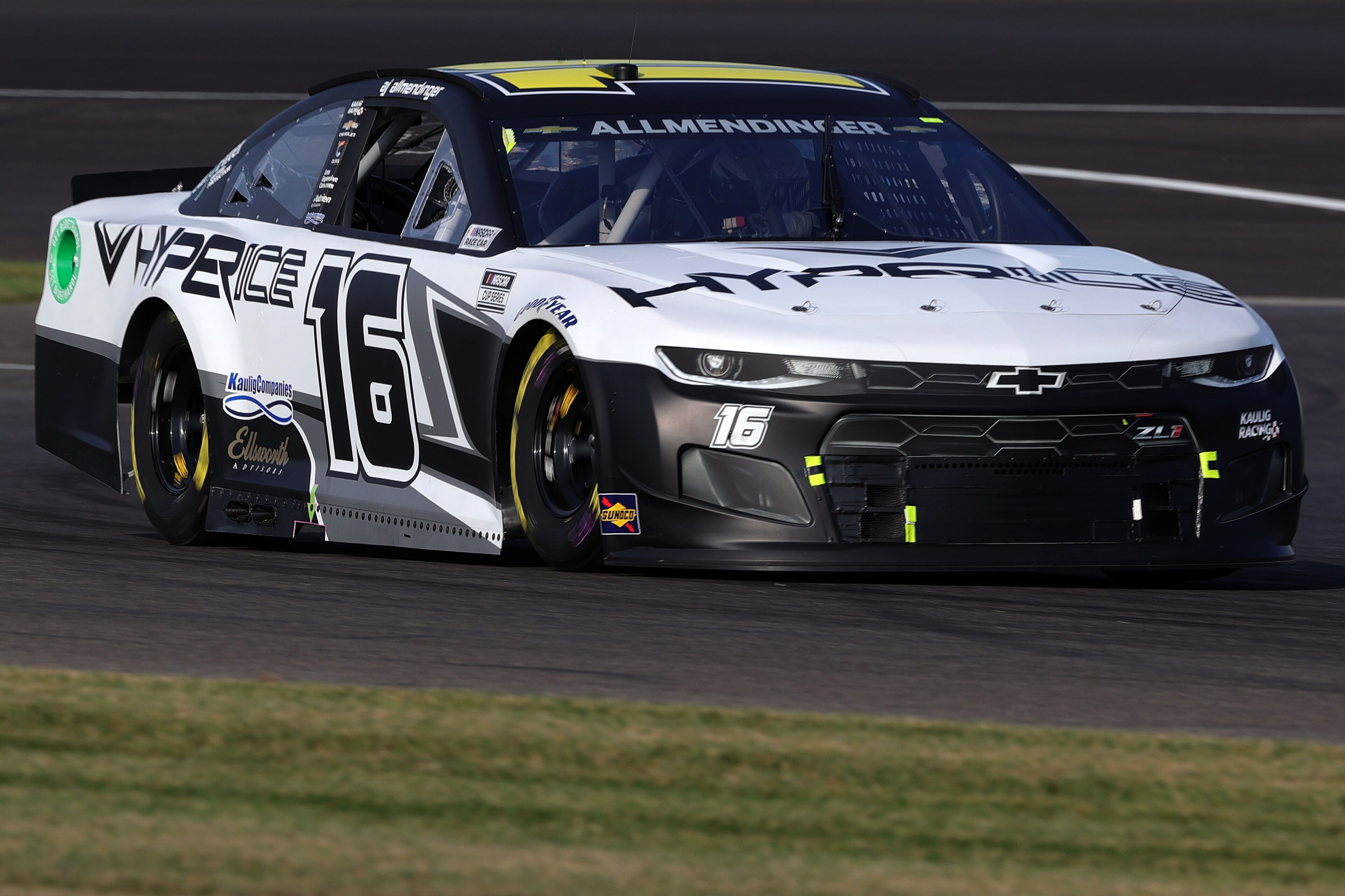 INDIANAPOLIS, INDIANA - AUGUST 15: AJ Allmendinger, driver of the #16 Hyperice Chevrolet, drives during qualifying for the NASCAR Cup Series Verizon 200 at the Brickyard at Indianapolis Motor Speedway on August 15, 2021 in Indianapolis, Indiana. (Photo by Stacy Revere/Getty Images) INDIANAPOLIS, INDIANA - AUGUST 15: AJ Allmendinger, driver of the #16 Hyperice Chevrolet, drives during qualifying for the NASCAR Cup Series Verizon 200 at the Brickyard at Indianapolis Motor Speedway on August 15, 2021 in Indianapolis, Indiana. (Photo by Stacy Revere/Getty Images)