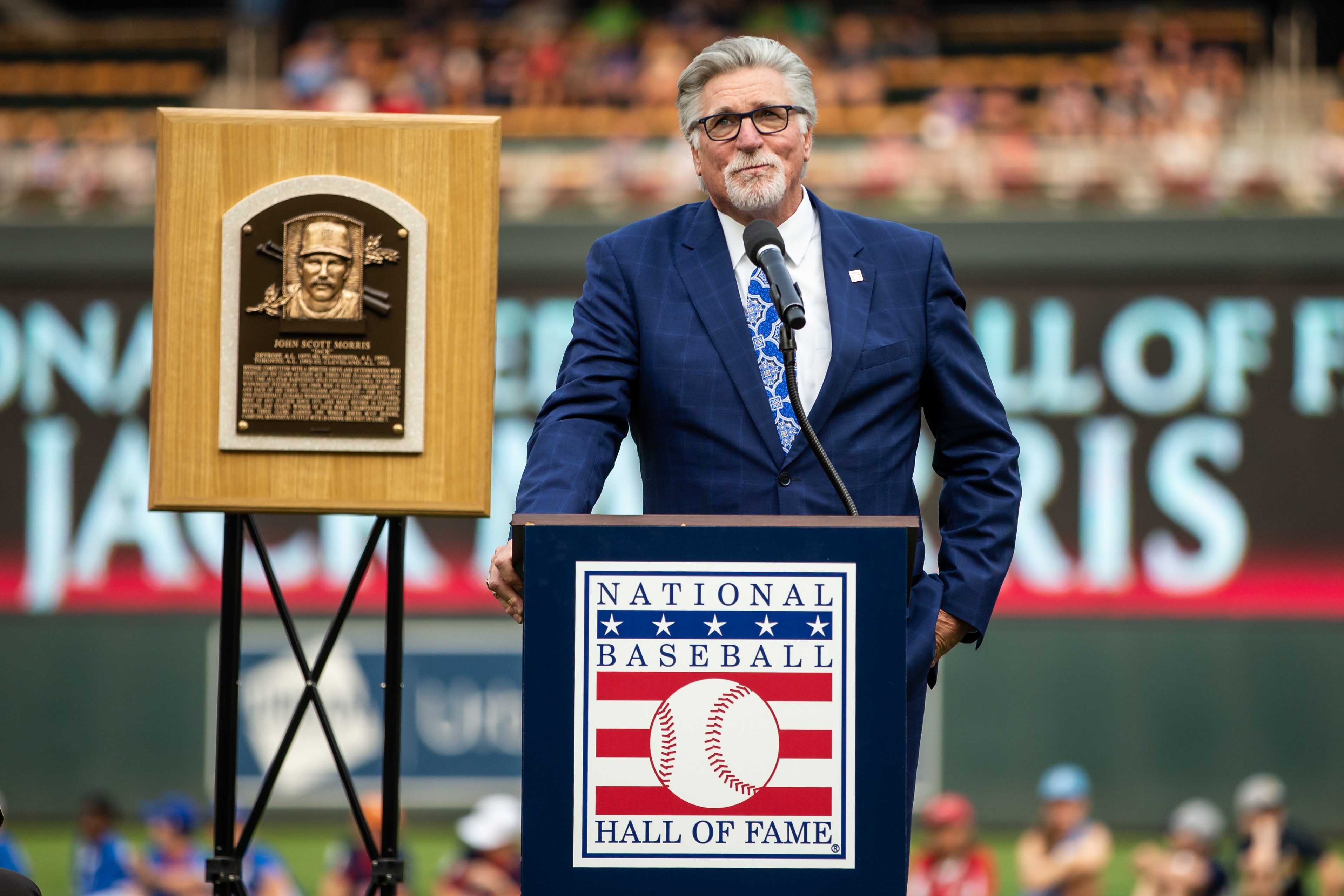 MINNEAPOLIS, MN- AUGUST 18: Former pitcher Jack Morris is honored for his Hall of Fame induction prior to the game between the Minnesota Twins and Detroit Tigers on August 18, 2018 at Target Field in Minneapolis, Minnesota. The Tigers defeated the Twins 7-5. (Photo by Brace Hemmelgarn/Minnesota Twins/Getty Images)