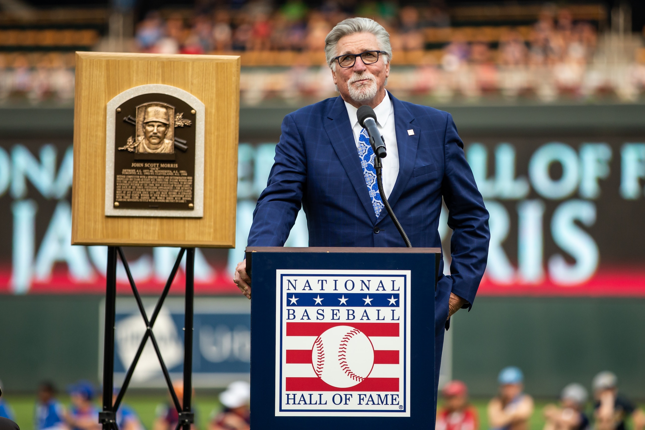 MINNEAPOLIS, MN- AUGUST 18: Former pitcher Jack Morris is honored for his Hall of Fame induction prior to the game between the Minnesota Twins and Detroit Tigers on August 18, 2018 at Target Field in Minneapolis, Minnesota. The Tigers defeated the Twins 7-5. (Photo by Brace Hemmelgarn/Minnesota Twins/Getty Images)