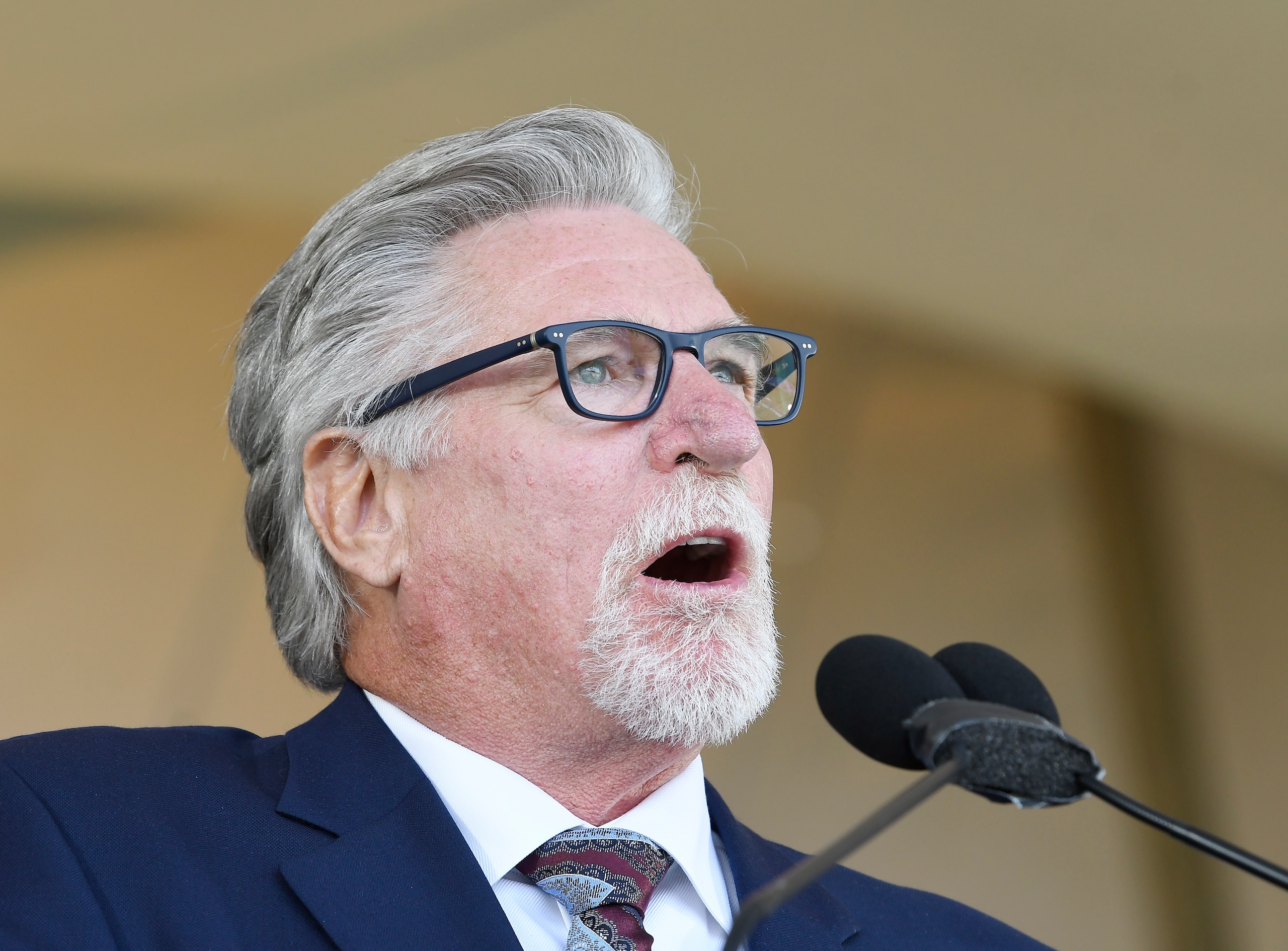 National Baseball Hall of Fame inductee Jack Morris speaks during an induction ceremony at the Clark Sports Center on Sunday, July 29, 2018, in Cooperstown, N.Y. (AP Photo/Hans Pennink)