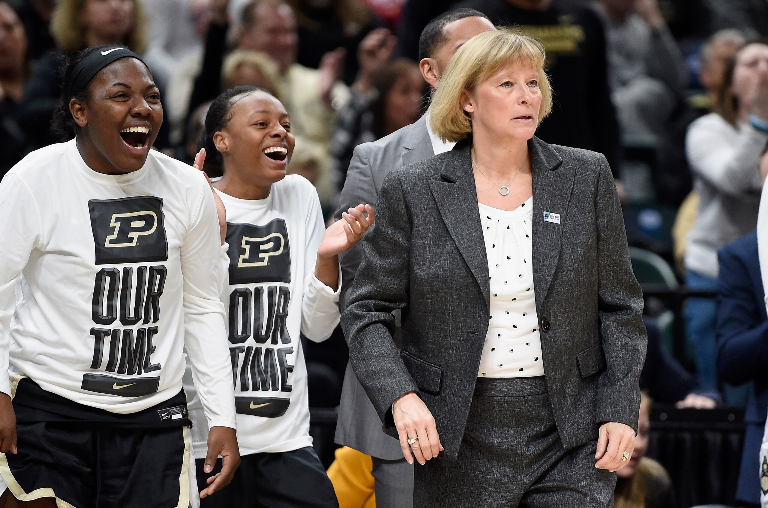 INDIANAPOLIS, IN - MARCH 06: Head coach Sharon Versyp of the Purdue Boilermakers watches the game against the Maryland Terrapins during the Quarterfinals of the Big Ten Women's Basketball Tournament at Bankers Life Fieldhouse on March 6, 2020 in Indianapolis, Indiana. (Photo by G Fiume/Maryland Terrapins/Getty Images) INDIANAPOLIS, IN - MARCH 06: Head coach Sharon Versyp of the Purdue Boilermakers watches the game against the Maryland Terrapins during the Quarterfinals of the Big Ten Women's Basketball Tournament at Bankers Life Fieldhouse on March 6, 2020 in Indianapolis, Indiana. (Photo by G Fiume/Maryland Terrapins/Getty Images)