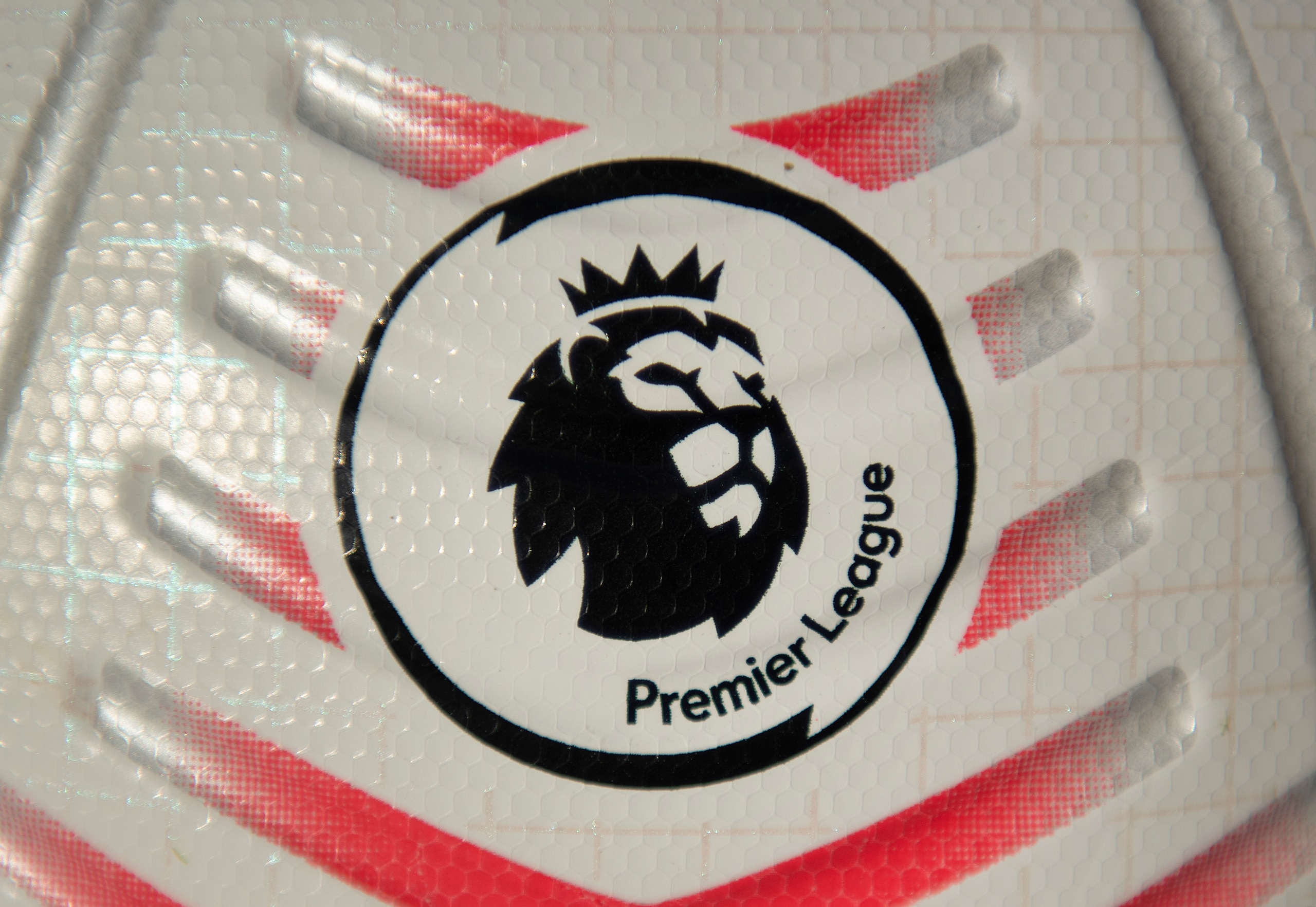 MANCHESTER, ENGLAND - OCTOBER 14: The Premier League logo on the official Nike Premier League match ball for the 2020/21 season on October 14, 2020 in Manchester, United Kingdom. (Photo by Visionhaus)