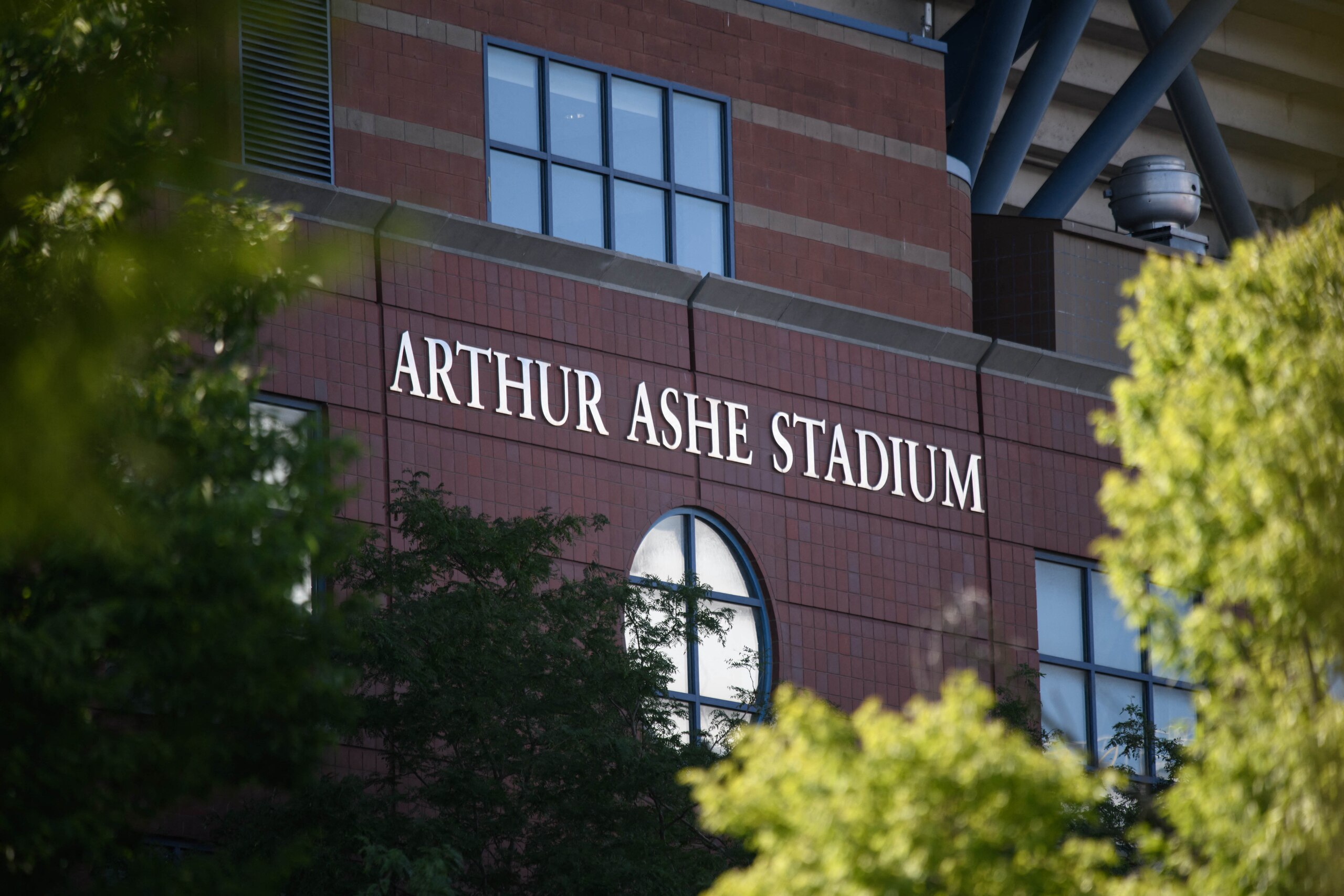 A general view shows the Arthur Ashe stadium ahead of the 2021 US Open Tennis tournament at the Billie Jean King Natinal Tennis Center in Queens, New York on August 24, 2021. (Photo by Ed JONES / AFP) (Photo by ED JONES/AFP via Getty Images)