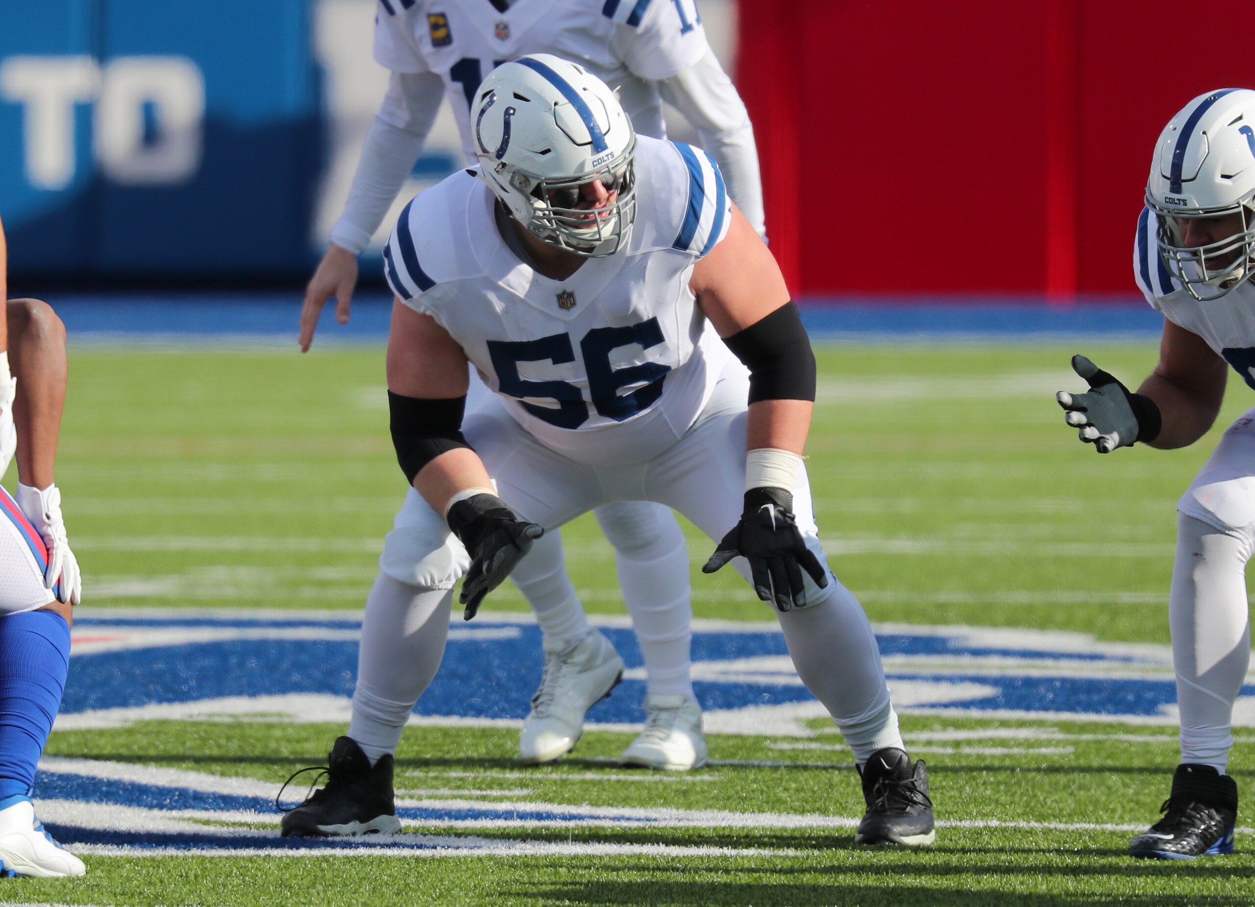 ORCHARD PARK, NY - JANUARY 09: Quenton Nelson #56 of the Indianapolis Colts against the Buffalo Bills at Bills Stadium on January 9, 2021 in Orchard Park, New York. (Photo by Timothy T Ludwig/Getty Images)