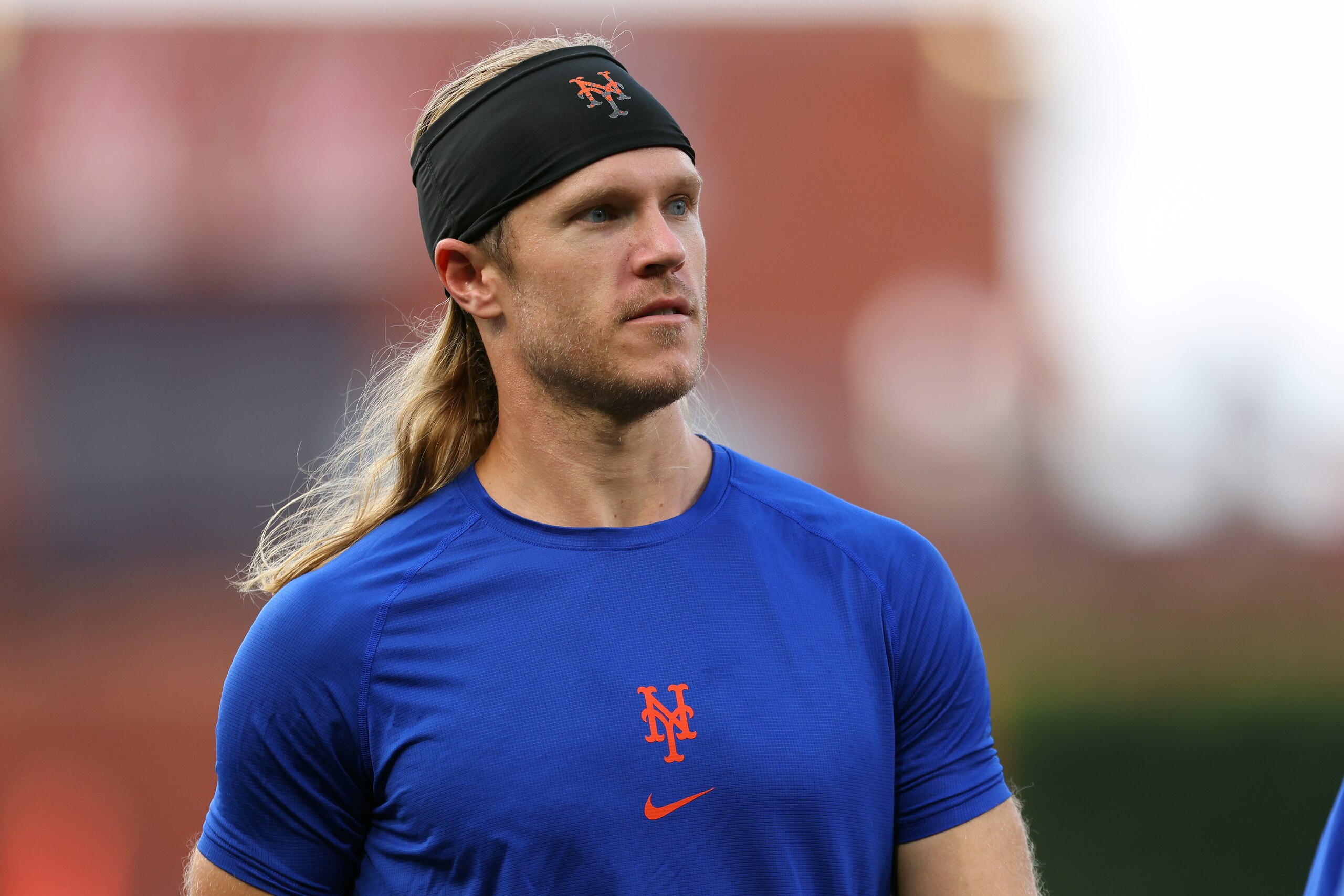 PHILADELPHIA, PA - AUGUST 06: Noah Syndergaard #34 of the New York Mets in action against the Philadelphia Phillies during a game at Citizens Bank Park on August 6, 2021 in Philadelphia, Pennsylvania. The Phillies defeated the Mets 4-2. (Photo by Rich Schultz/Getty Images)