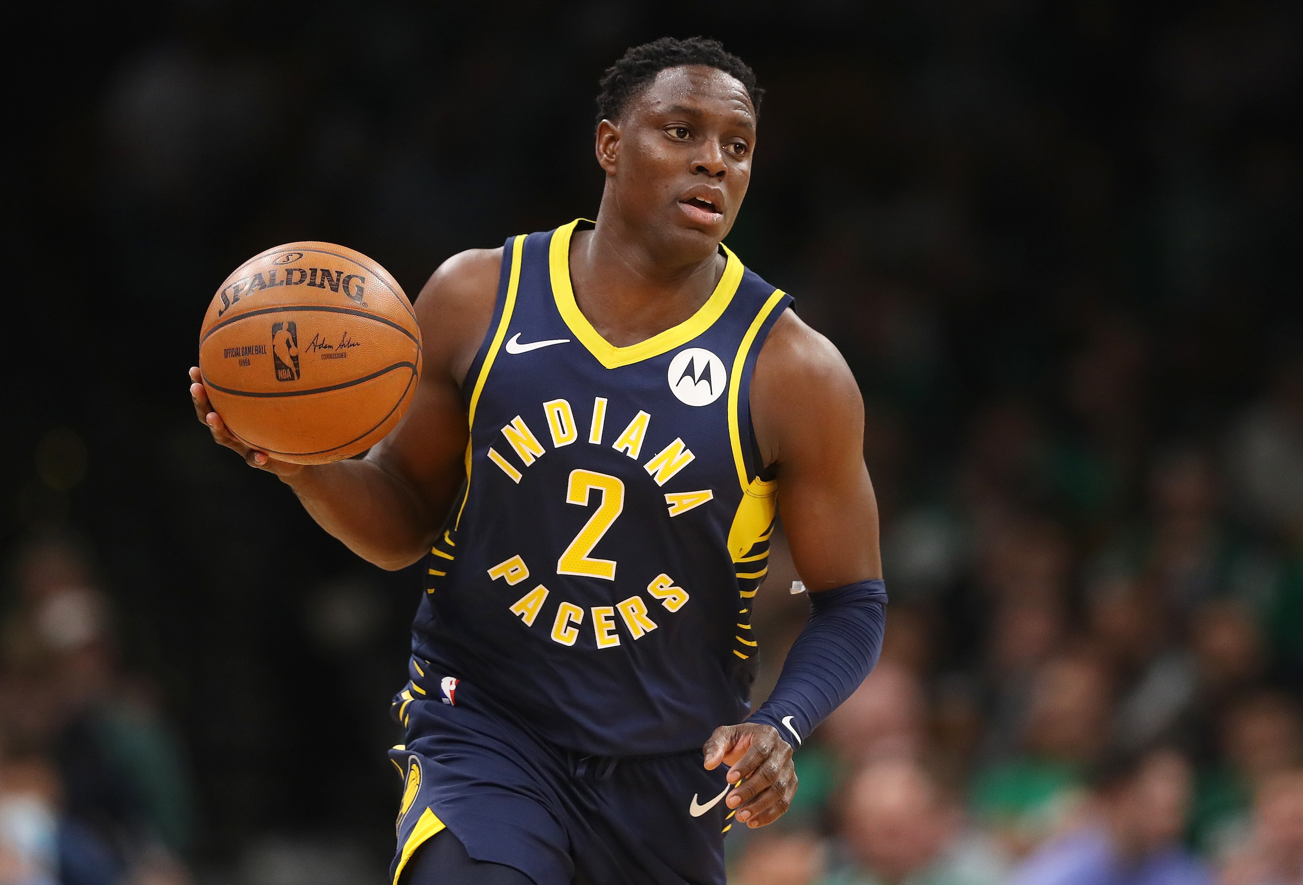 BOSTON, MASSACHUSETTS - APRIL 17: Darren Collison #2 of the Indiana Pacers dribbles against the Boston Celtics during the third quarter of Game Two of Round One of the 2019 NBA Playoffs at TD Garden on April 17, 2019 in Boston, Massachusetts. NOTE TO USER: User expressly acknowledges and agrees that, by downloading and or using this photograph, User is consenting to the terms and conditions of the Getty Images License Agreement. (Photo by Maddie Meyer/Getty Images)