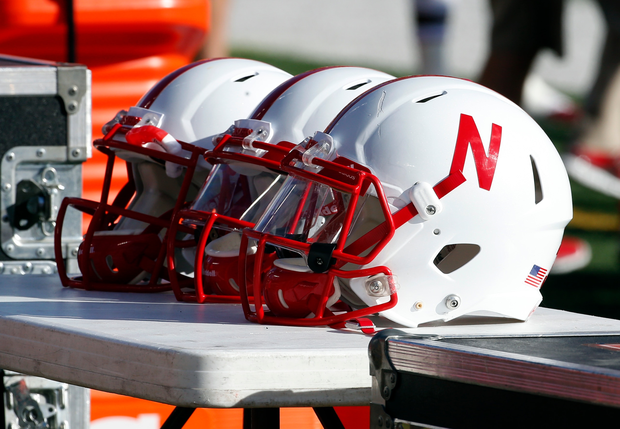 Nebraska helmets are see on the sidelines during the first half an NCAA college football game against Minnesota, Saturday, Oct. 17, 2015, in Minneapolis. (AP Photo/Ann Heisenfelt)
