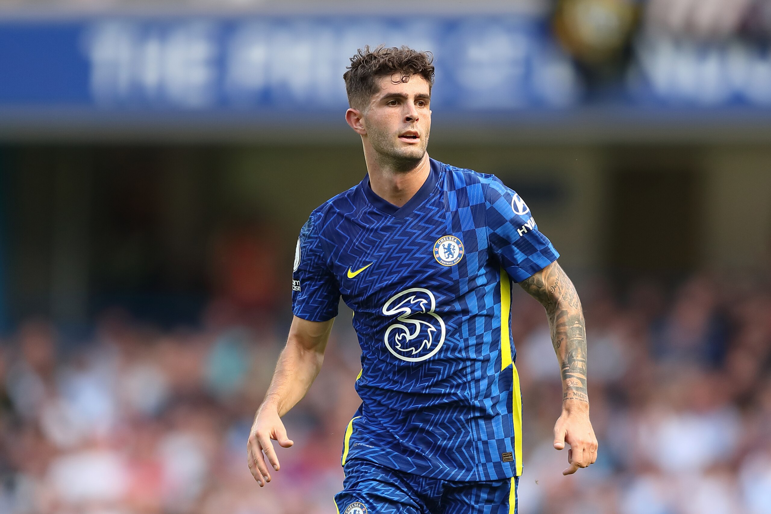 LONDON, ENGLAND - AUGUST 14: Christian Pulisic of Chelsea during the Premier League match between Chelsea and Crystal Palace at Stamford Bridge on August 14, 2021 in London, England. (Photo by James Williamson - AMA/Getty Images) LONDON, ENGLAND - AUGUST 14: Christian Pulisic of Chelsea during the Premier League match between Chelsea and Crystal Palace at Stamford Bridge on August 14, 2021 in London, England. (Photo by James Williamson - AMA/Getty Images)