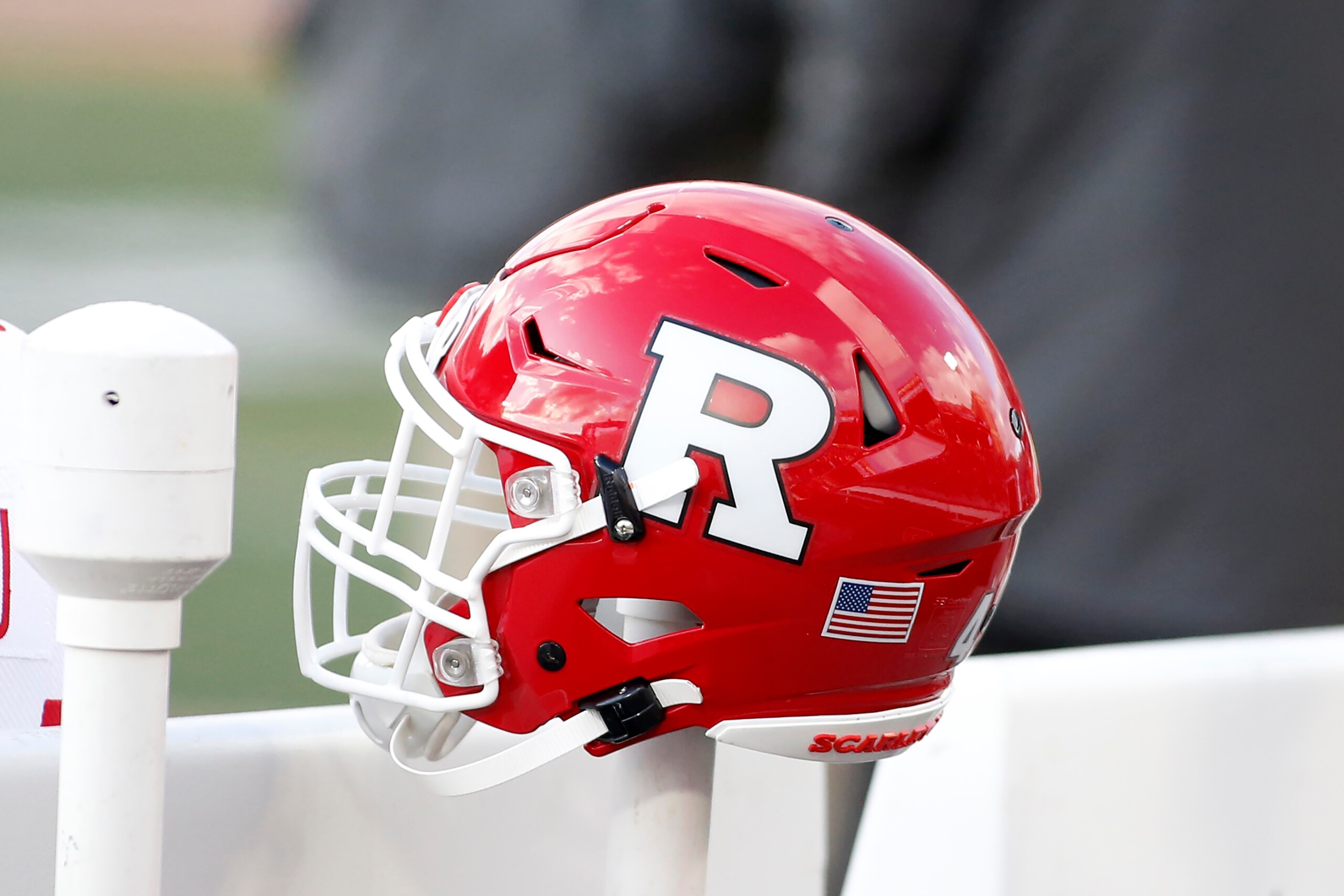 CHAMPAIGN, ILLINOIS - NOVEMBER 02: The Rutgers Scarlet Knights helmet on the sidelines in the game against the Illinois Fighting Illini at Memorial Stadium on November 02, 2019 in Champaign, Illinois. (Photo by Justin Casterline/Getty Images) CHAMPAIGN, ILLINOIS - NOVEMBER 02: The Rutgers Scarlet Knights helmet on the sidelines in the game against the Illinois Fighting Illini at Memorial Stadium on November 02, 2019 in Champaign, Illinois. (Photo by Justin Casterline/Getty Images)