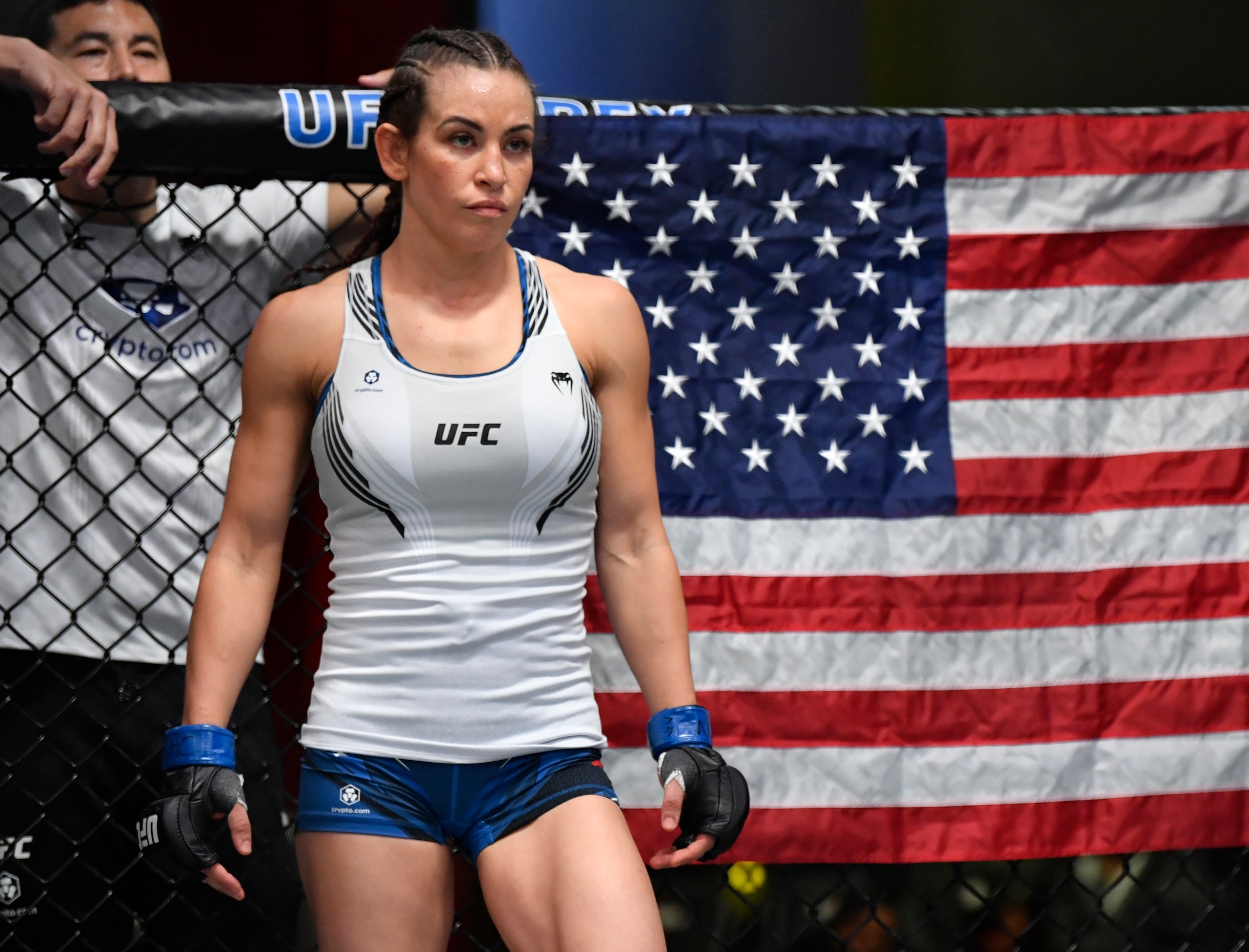 LAS VEGAS, NEVADA - JULY 17: Miesha Tate prepares to fight Marion Reneau in their bantamweight bout during the UFC Fight Night event at UFC APEX on July 17, 2021 in Las Vegas, Nevada. (Photo by Jeff Bottari/Zuffa LLC)