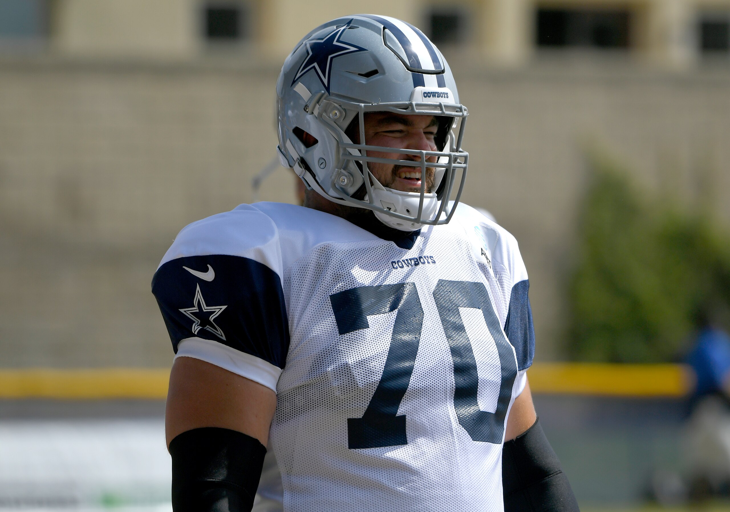 Dallas Cowboys offensive guard Zack Martin during NFL football practice on Saturday, Aug 7, 2021, in Oxnard, Calif. (AP Photo/John McCoy) Dallas Cowboys offensive guard Zack Martin during NFL football practice on Saturday, Aug 7, 2021, in Oxnard, Calif. (AP Photo/John McCoy)