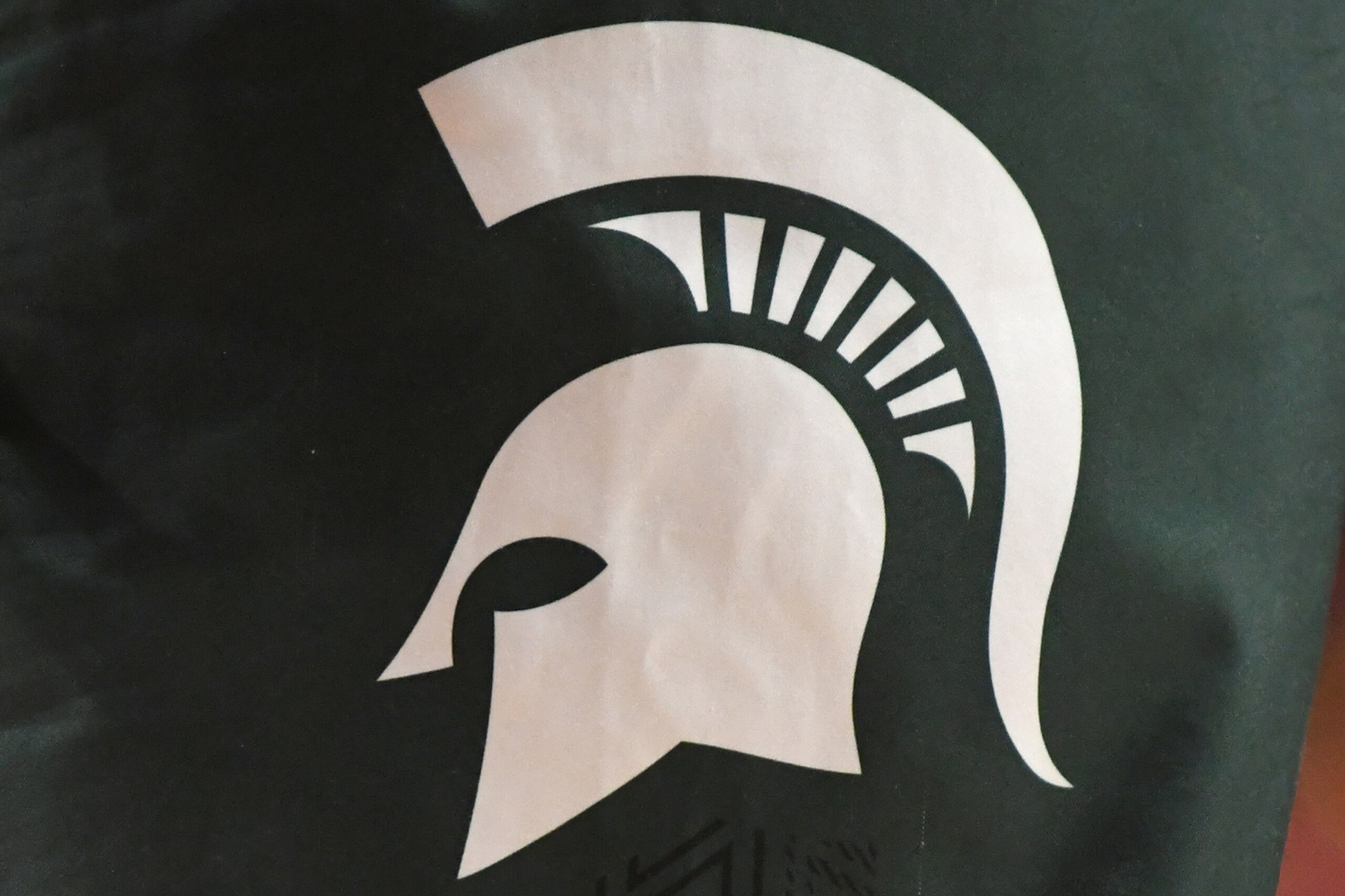 COLLEGE PARK, MD - FEBRUARY 03:  The Michigan State Spartans logo on pair of shorts during a women's college basketball game against the Maryland Terrapins at the Xfinity Center on February 03, 2020 in College Park, Maryland.  (Photo by Mitchell Layton/Getty Images)