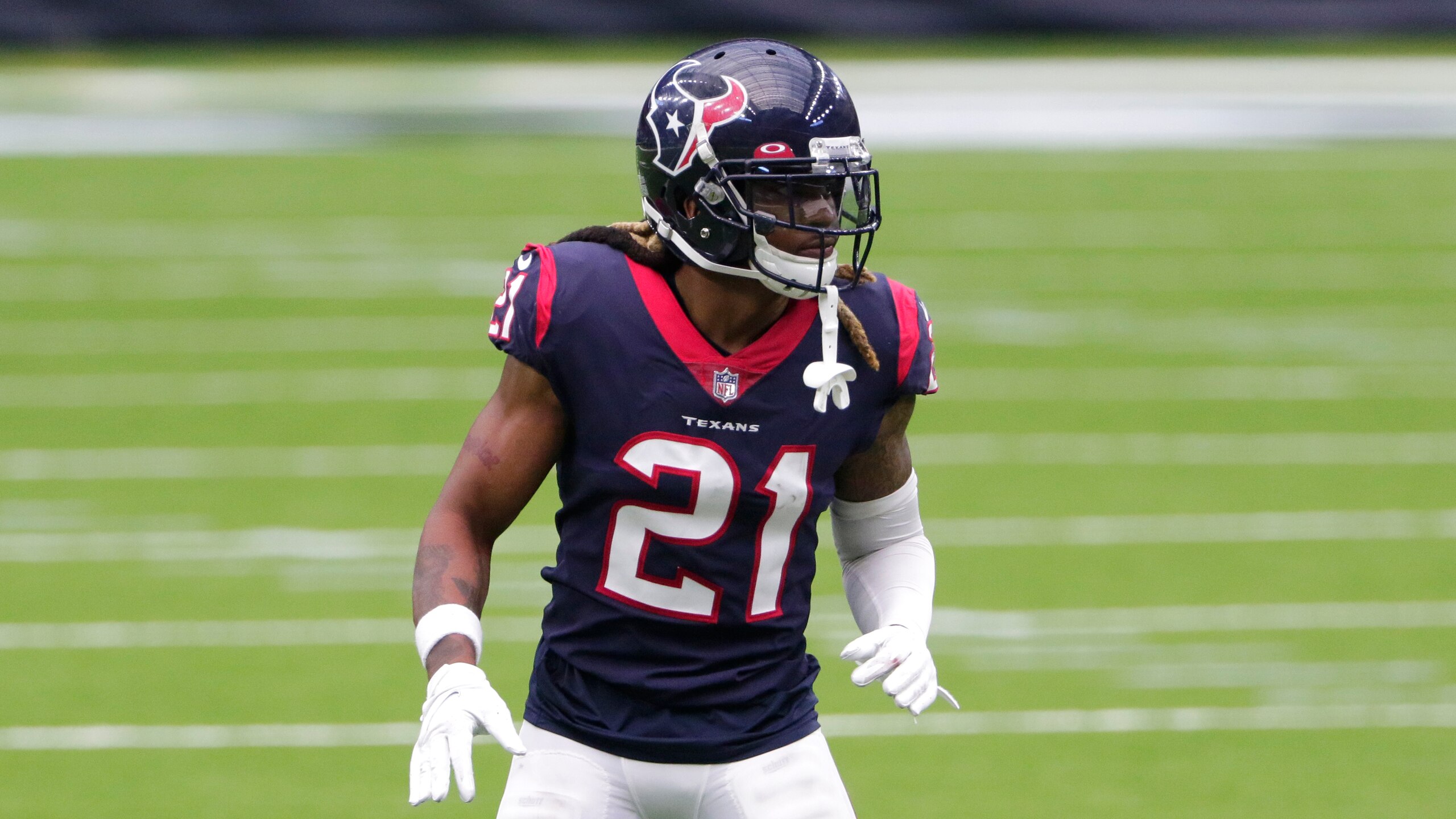 Houston Texans cornerback Bradley Roby (21) during the second half of an NFL football game against the Jacksonville Jaguars, Sunday, Oct. 11, 2020, in Houston. (AP Photo/Michael Wyke) Houston Texans cornerback Bradley Roby (21) during the second half of an NFL football game against the Jacksonville Jaguars, Sunday, Oct. 11, 2020, in Houston. (AP Photo/Michael Wyke)