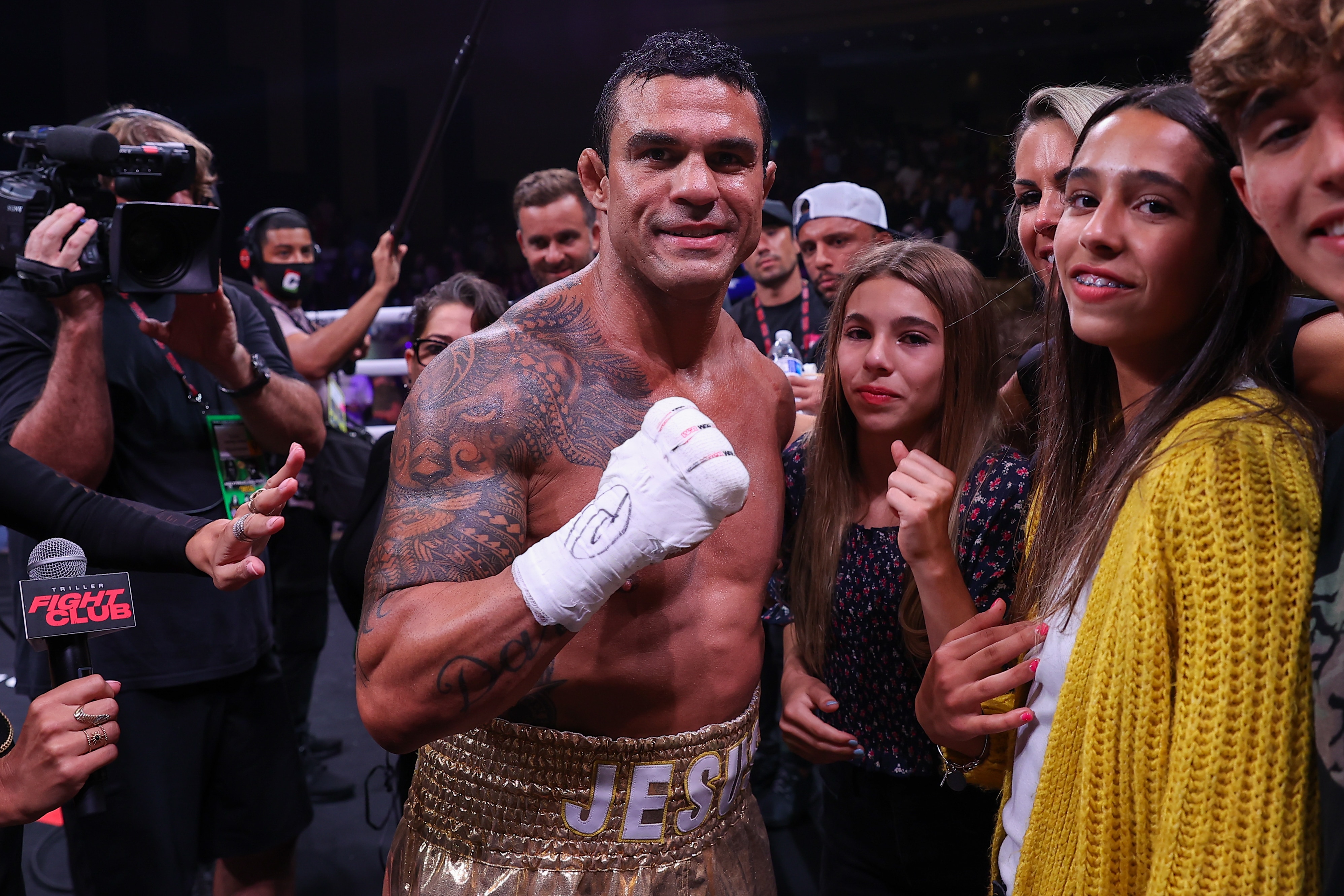 HOLLYWOOD, FLORIDA - SEPTEMBER 11: Vitor Belfort is seen as he wins the game at the Holyfield vs. Belfort boxing fight that held in Hollywood of Florida, United States on September 11, 2021. (Photo by Tayfun Coskun/Anadolu Agency via Getty Images)