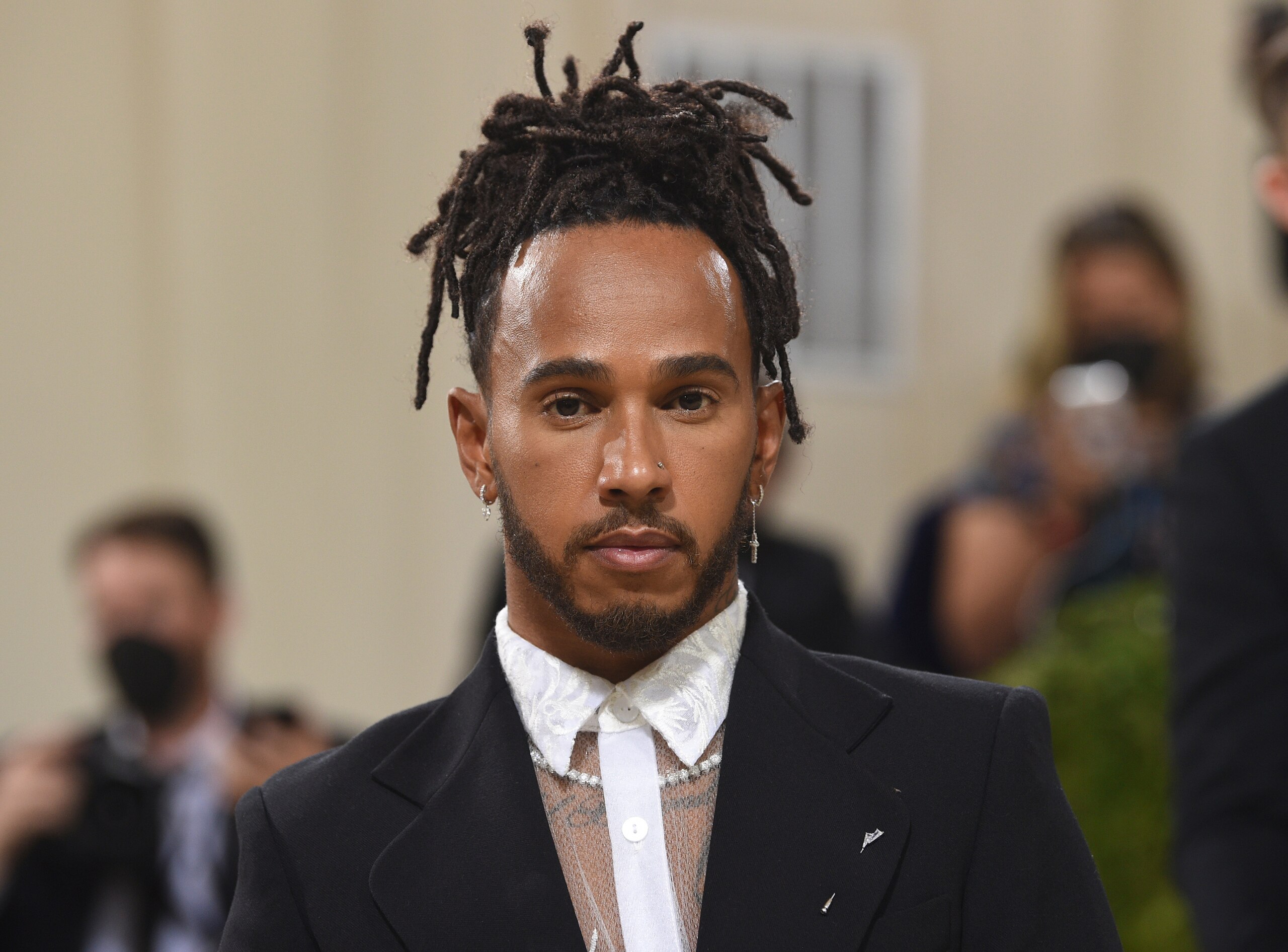 Lewis Hamilton attends The Metropolitan Museum of Art's Costume Institute benefit gala celebrating the opening of the "In America: A Lexicon of Fashion" exhibition on Monday, Sept. 13, 2021, in New York. (Photo by Evan Agostini/Invision/AP)