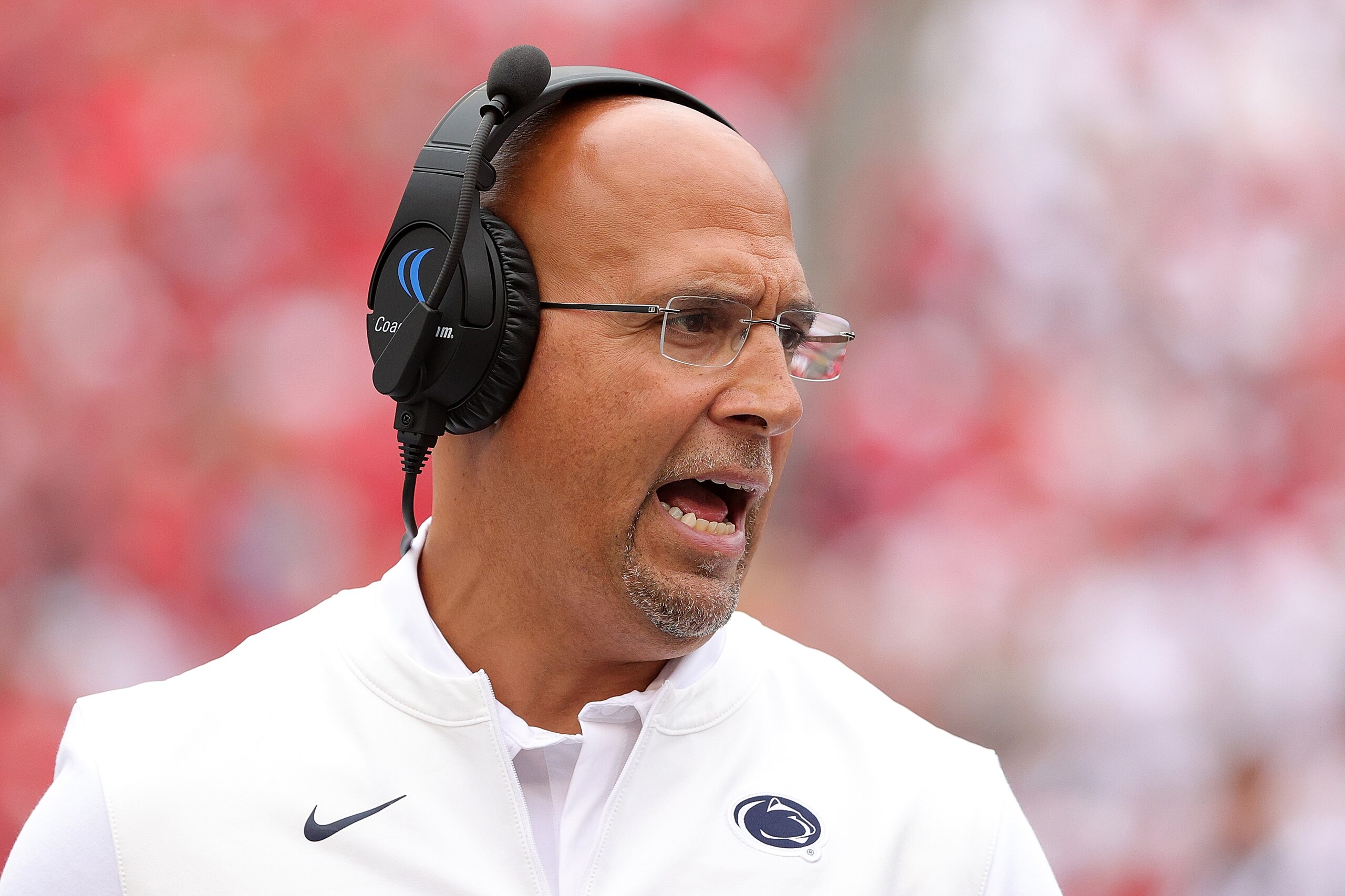 MADISON, WISCONSIN - SEPTEMBER 04: Head coach James Franklin of the Penn State Nittany Lions watches action during a game against the Wisconsin Badgers at Camp Randall Stadium on September 04, 2021 in Madison, Wisconsin. (Photo by Stacy Revere/Getty Images)