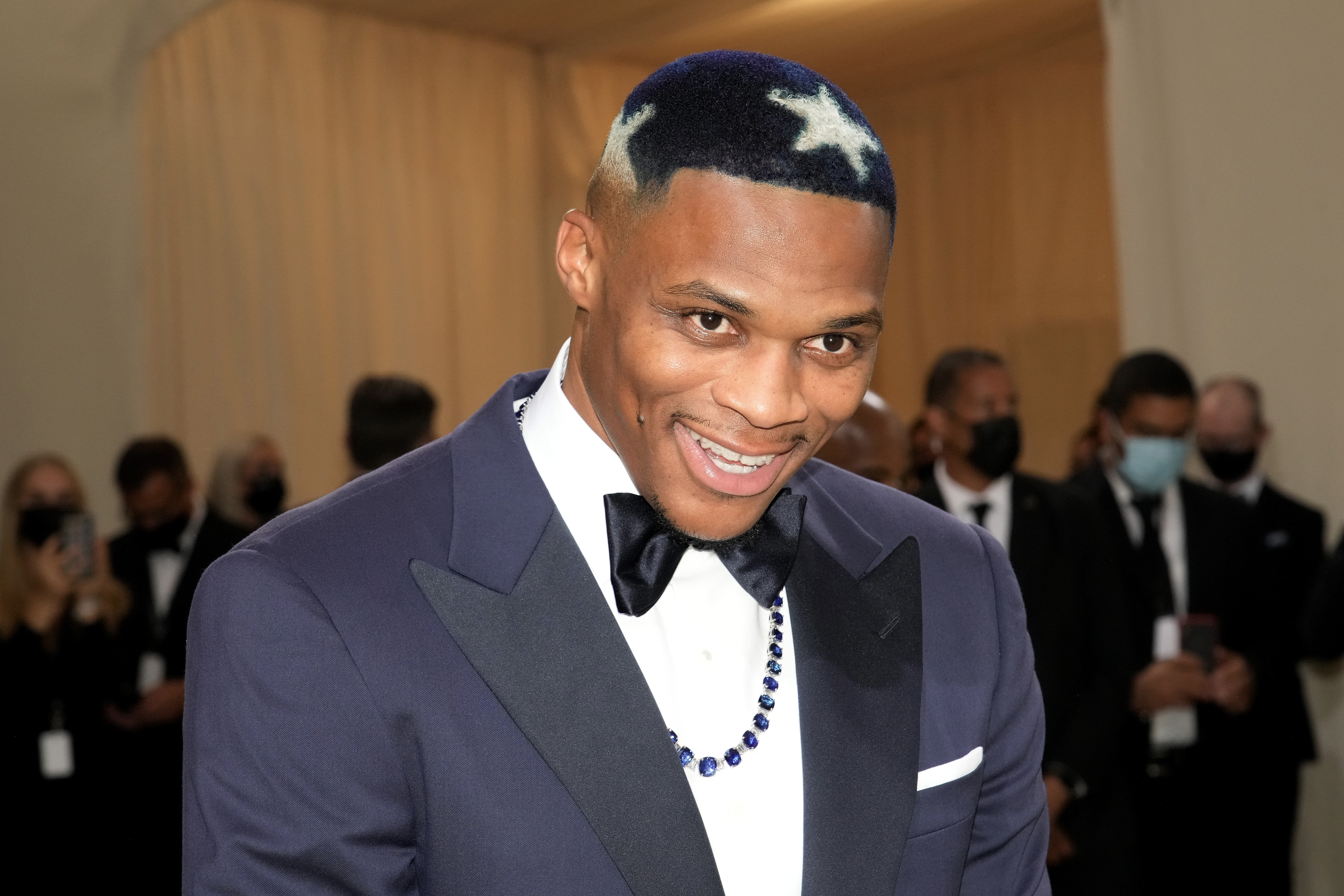 NEW YORK, NEW YORK - SEPTEMBER 13: Russell Westbrook
attends The 2021 Met Gala Celebrating In America: A Lexicon Of Fashion at Metropolitan Museum of Art on September 13, 2021 in New York City. (Photo by Jeff Kravitz/FilmMagic)