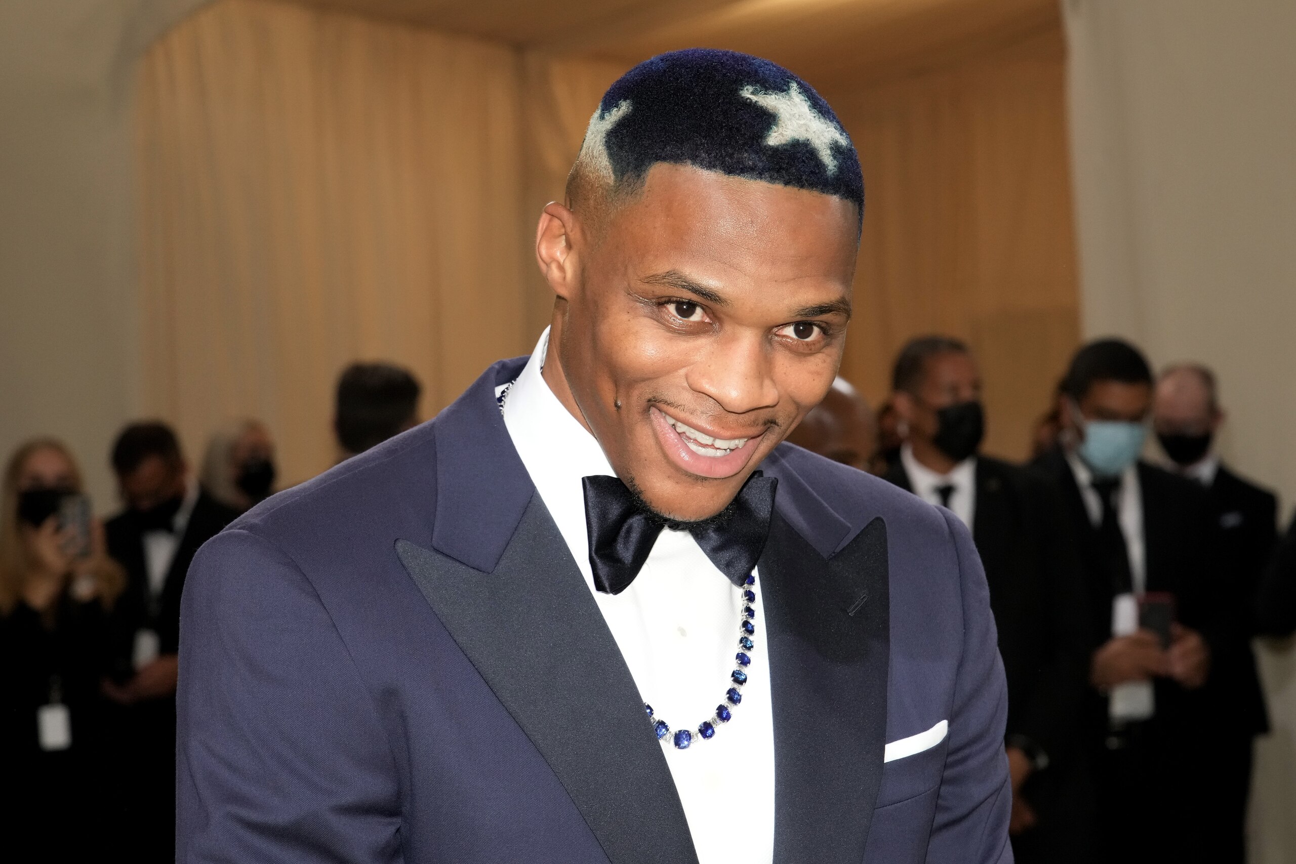 NEW YORK, NEW YORK - SEPTEMBER 13: Russell Westbrook
attends The 2021 Met Gala Celebrating In America: A Lexicon Of Fashion at Metropolitan Museum of Art on September 13, 2021 in New York City. (Photo by Jeff Kravitz/FilmMagic)