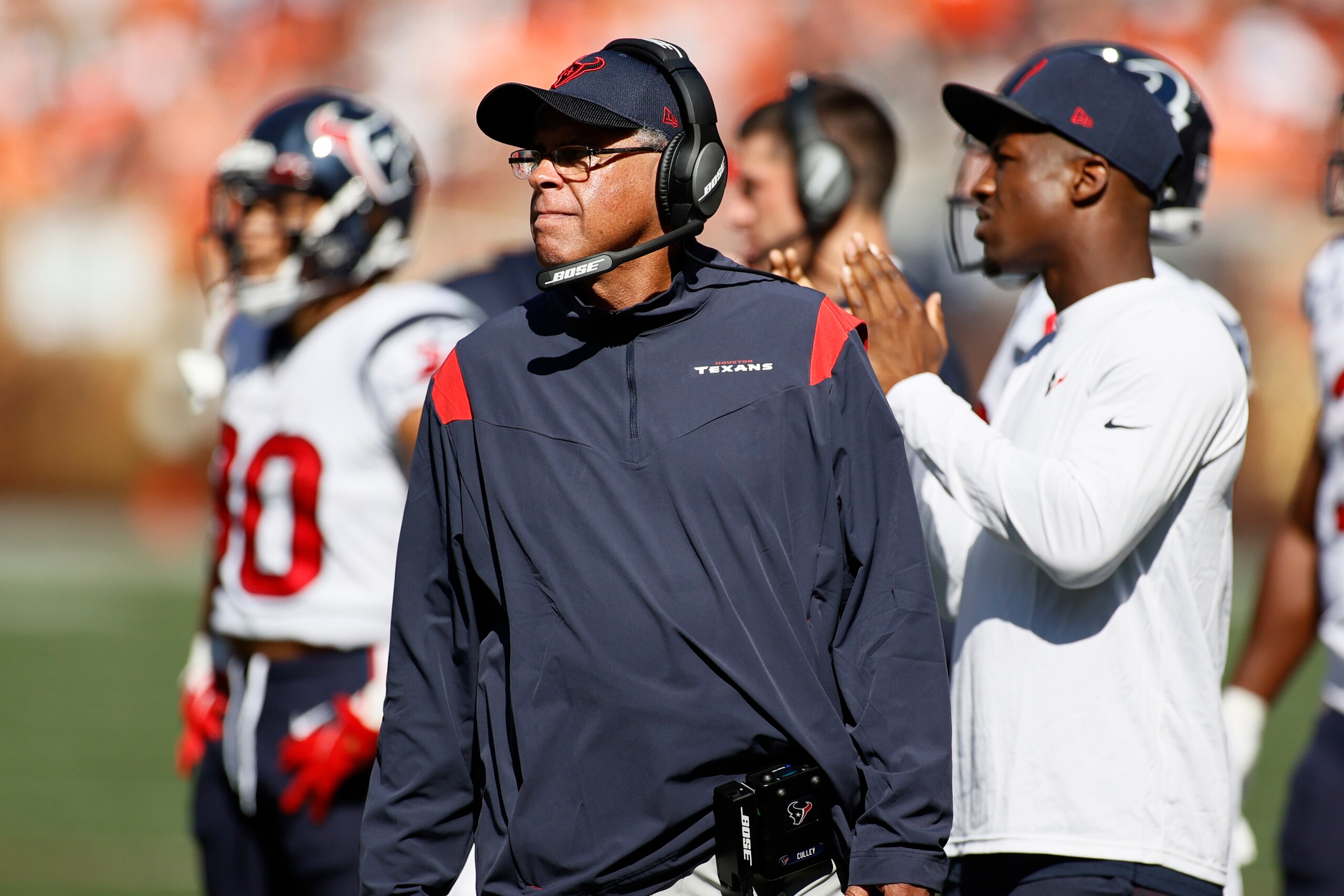 Houston Texans head coach David Culley watches during the second half of an NFL football game against the Cleveland Browns, Sunday, Sept. 19, 2021, in Cleveland. (AP Photo/Ron Schwane) Houston Texans head coach David Culley watches during the second half of an NFL football game against the Cleveland Browns, Sunday, Sept. 19, 2021, in Cleveland. (AP Photo/Ron Schwane)