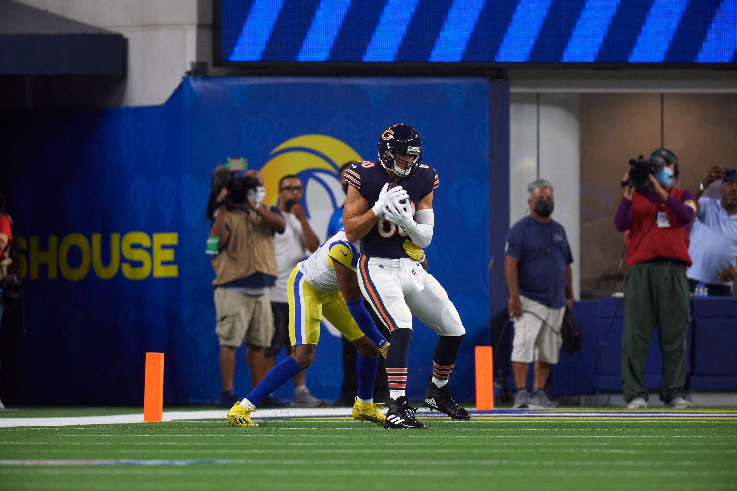 Football: Chicago Bears Jimmy Graham (80) in action vs Los Angeles Rams at SoFi Stadium. Inglewood, CA 9/12/2021 CREDIT: John W. McDonough (Photo by John W. McDonough/Sports Illustrated via Getty Images) (Set Number: X163793 TK1) Football: Chicago Bears Jimmy Graham (80) in action vs Los Angeles Rams at SoFi Stadium. Inglewood, CA 9/12/2021 CREDIT: John W. McDonough (Photo by John W. McDonough/Sports Illustrated via Getty Images) (Set Number: X163793 TK1)