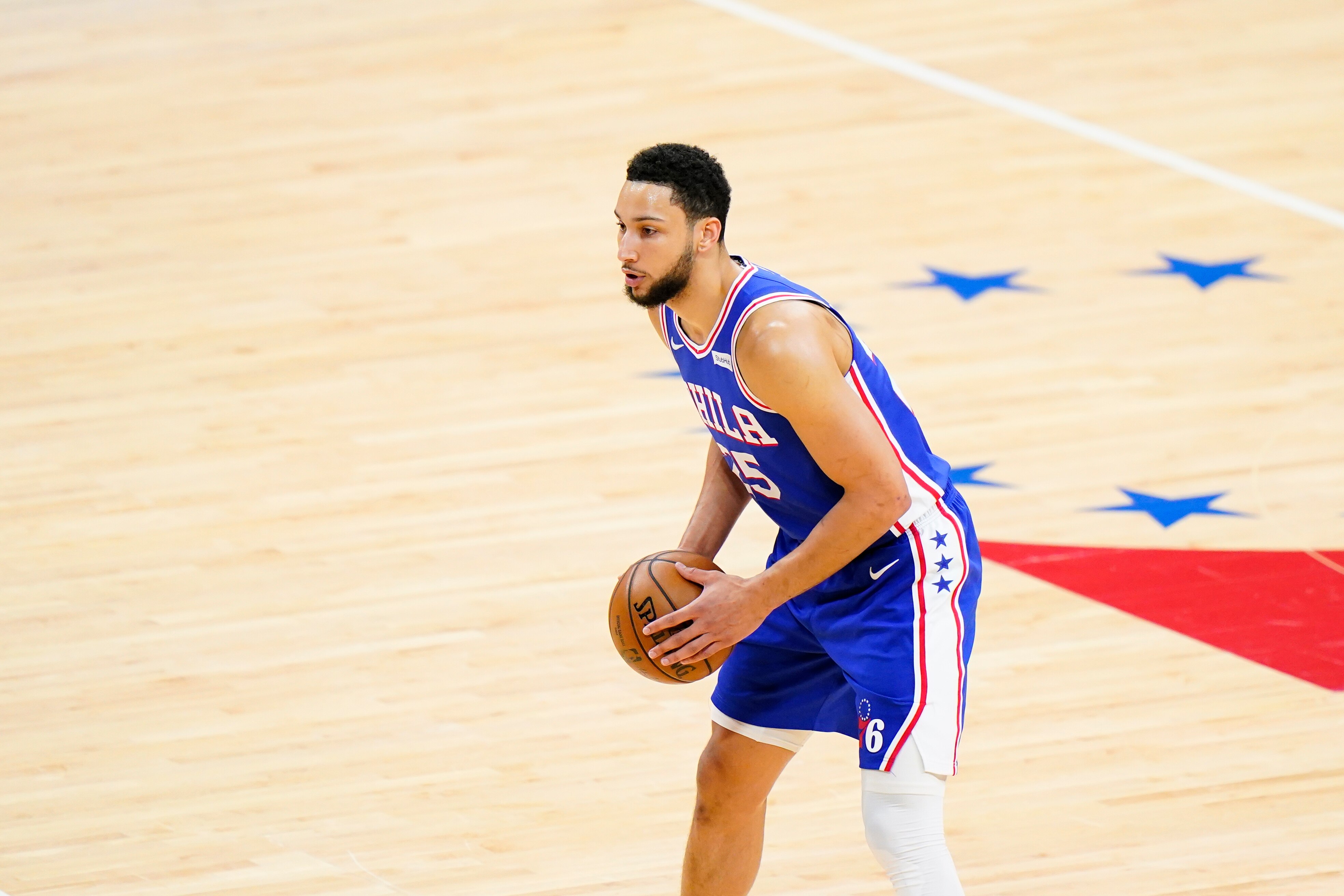 Philadelphia 76ers' Ben Simmons plays during Game 5 in a second-round NBA basketball playoff series against the Atlanta Hawks, Wednesday, June 16, 2021, in Philadelphia. (AP Photo/Matt Slocum)