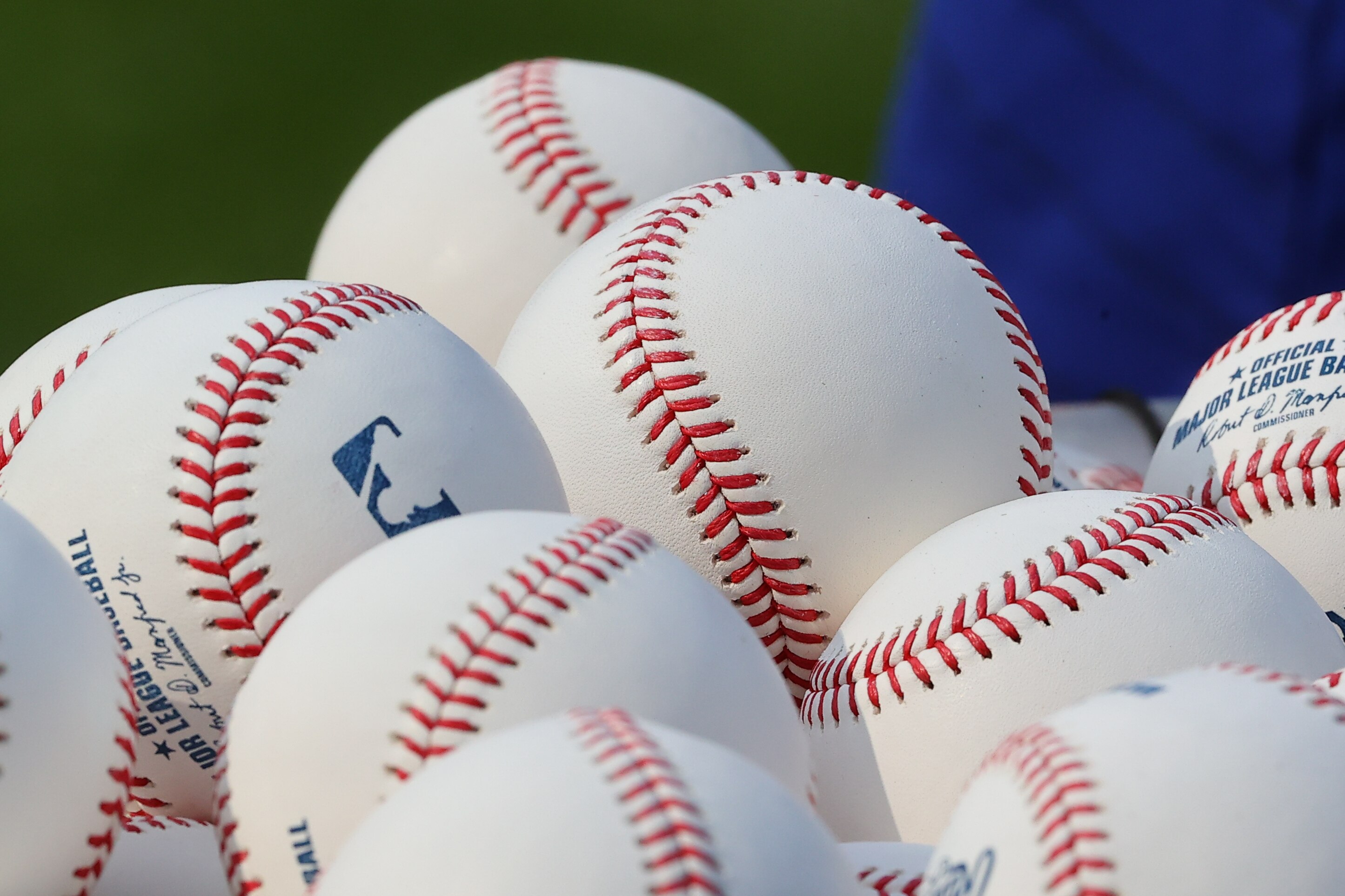 PHILADELPHIA, PA - AUGUST 10:  A general view of Major League baseballs in the batting practice basket prior to the Major League Baseball game between the Philadelphia Phillies and the Los Angeles Dodgers on August 10, 2021 at Citizens Bank Park in Philadelphia PA.   (Photo by Rich Graessle/Icon Sportswire via Getty Images)