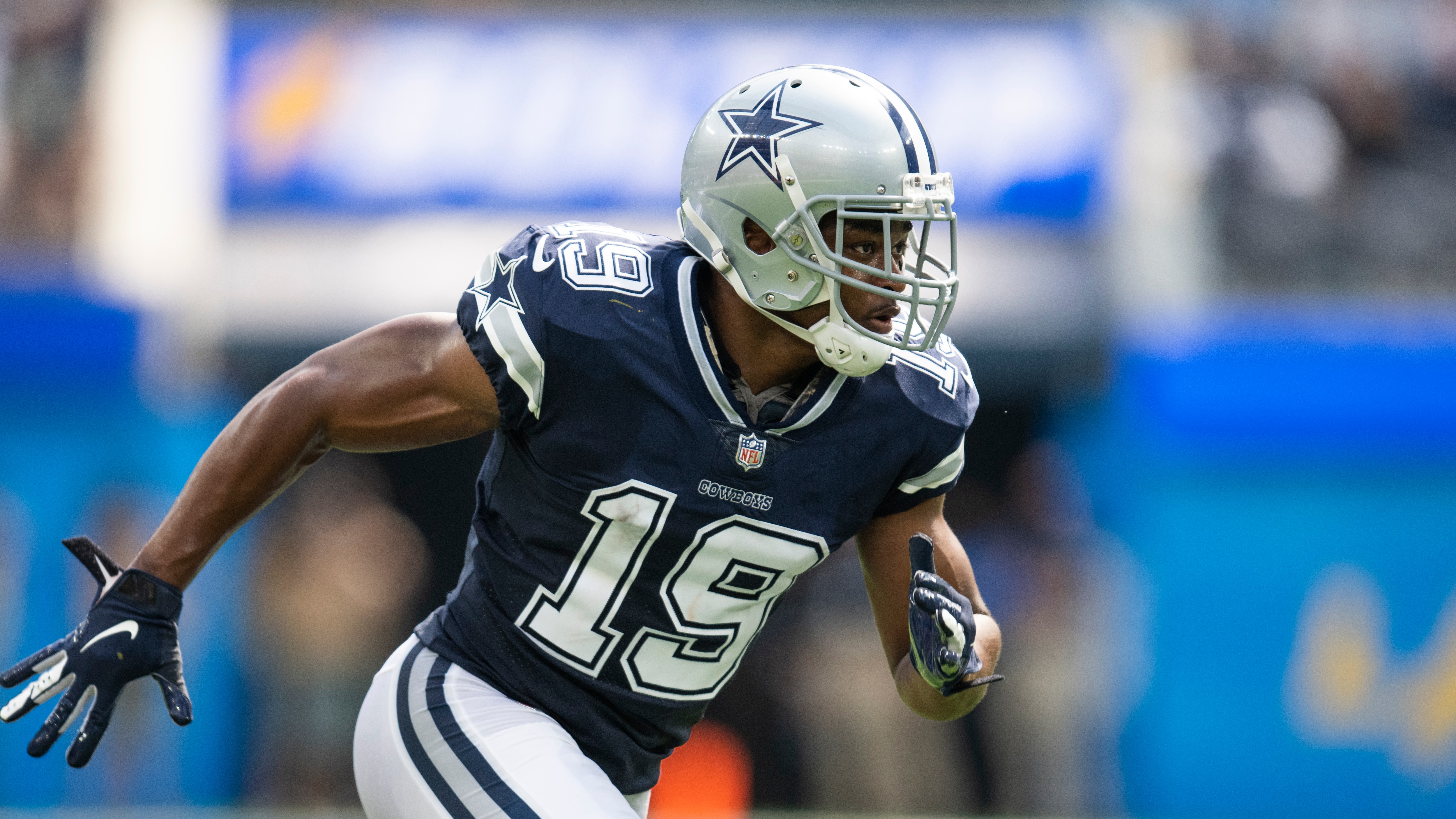 Dallas Cowboys wide receiver Amari Cooper (19) in action during an NFL football game against the Los Angeles Chargers Sunday, Sept. 19, 2021, in Inglewood, Calif. (AP Photo/Kyusung Gong)