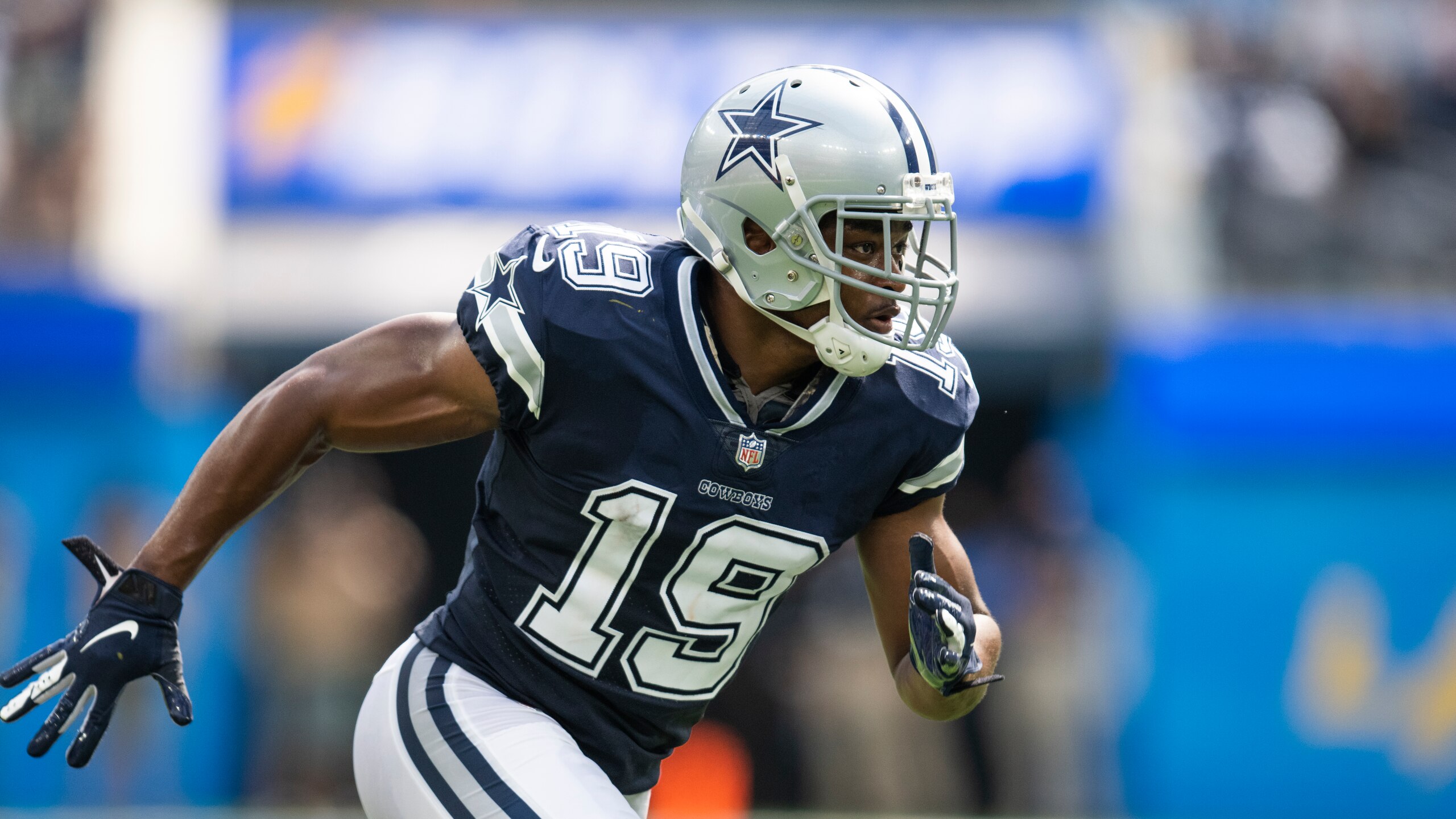 Dallas Cowboys wide receiver Amari Cooper (19) in action during an NFL football game against the Los Angeles Chargers Sunday, Sept. 19, 2021, in Inglewood, Calif. (AP Photo/Kyusung Gong)