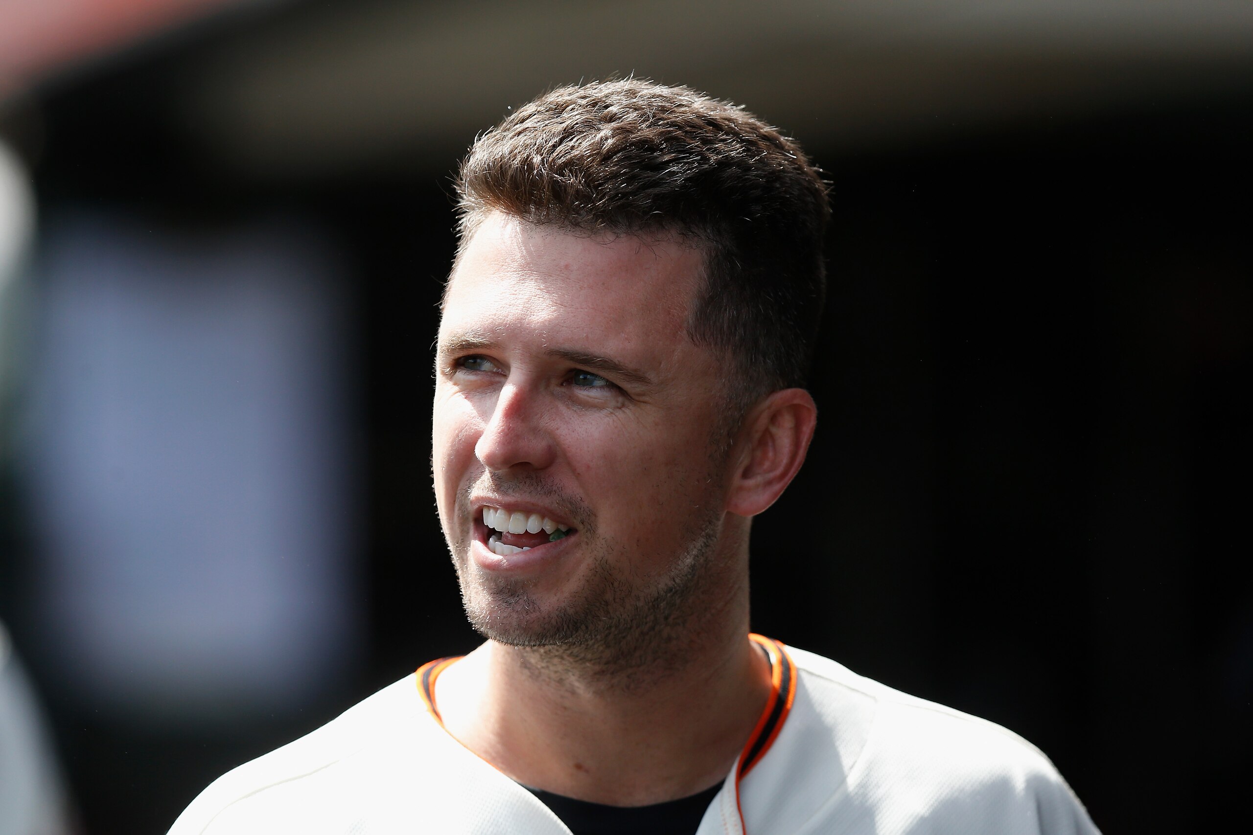 SAN FRANCISCO, CALIFORNIA - SEPTEMBER 19: Buster Posey #28 of the San Francisco Giants looks on in the dugout before the game against the Atlanta Braves at Oracle Park on September 19, 2021 in San Francisco, California. (Photo by Lachlan Cunningham/Getty Images) SAN FRANCISCO, CALIFORNIA - SEPTEMBER 19: Buster Posey #28 of the San Francisco Giants looks on in the dugout before the game against the Atlanta Braves at Oracle Park on September 19, 2021 in San Francisco, California. (Photo by Lachlan Cunningham/Getty Images)