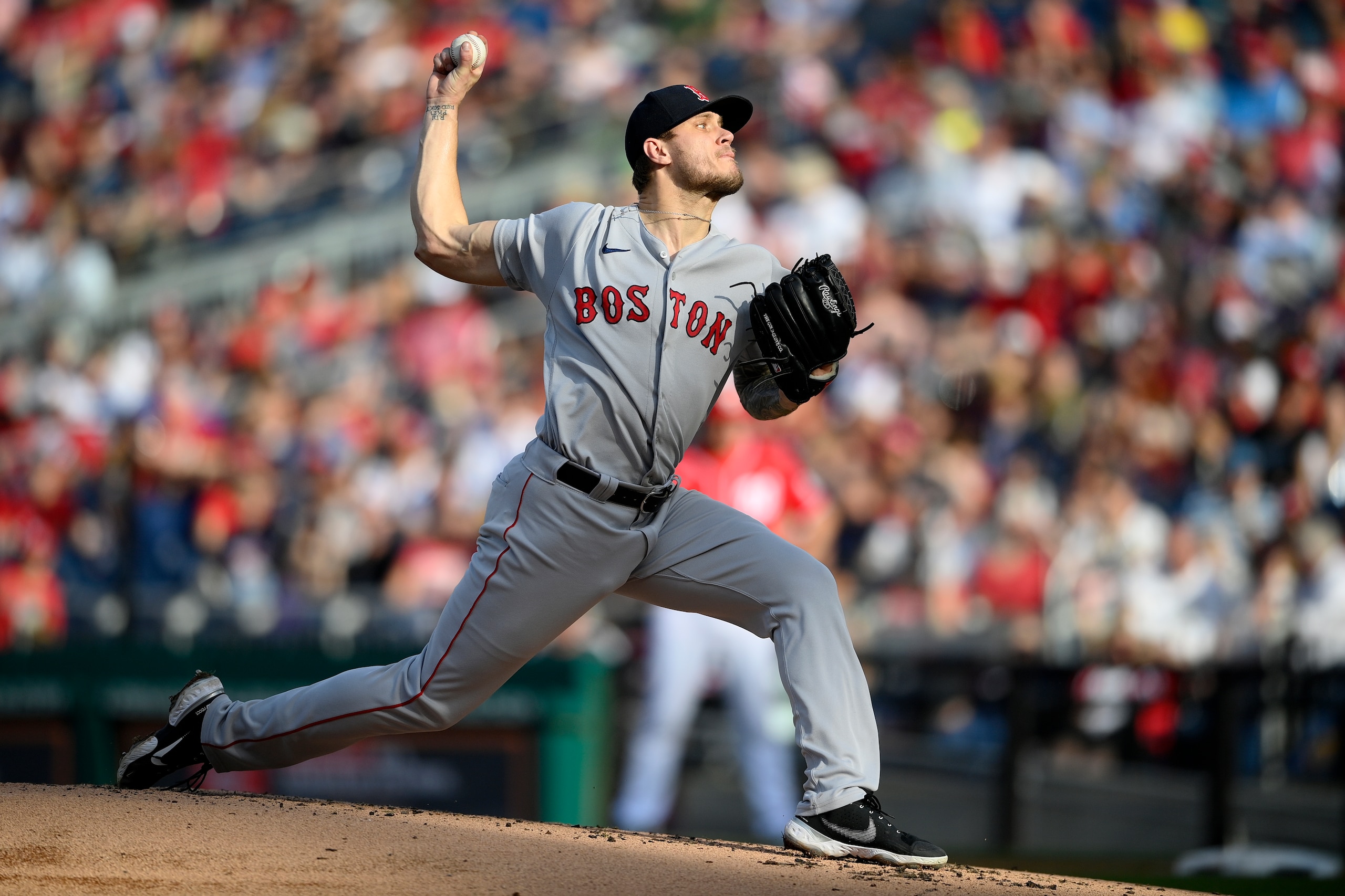 Boston Red Sox starting pitcher Tanner Houck delivers a pitch during the second inning of a baseball game against the Washington Nationals, Saturday, Oct. 2, 2021, in Washington. (AP Photo/Nick Wass) Boston Red Sox starting pitcher Tanner Houck delivers a pitch during the second inning of a baseball game against the Washington Nationals, Saturday, Oct. 2, 2021, in Washington. (AP Photo/Nick Wass)