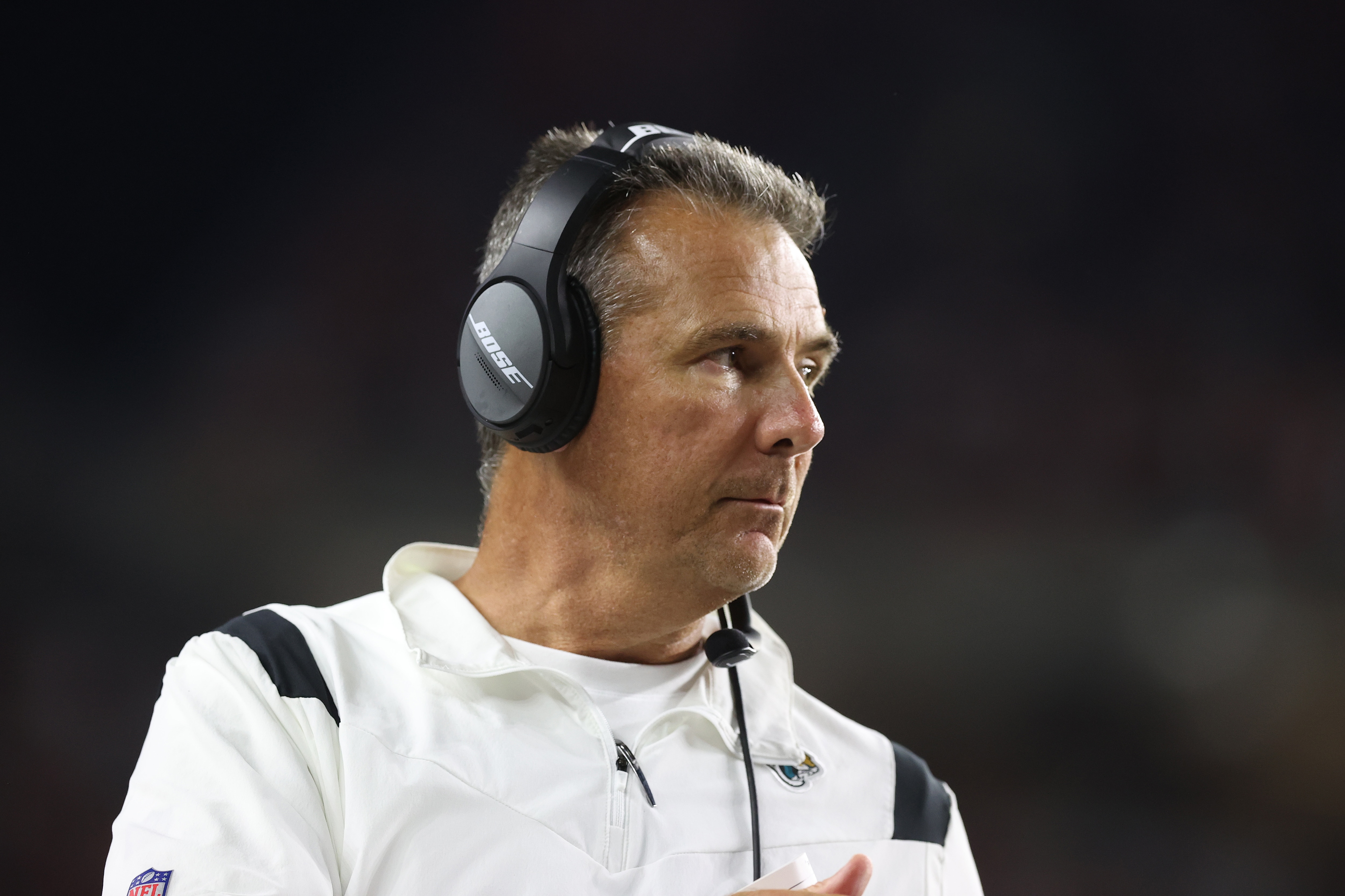 CINCINNATI, OHIO - SEPTEMBER 30: Head coach Urban Meyer of the Jacksonville Jaguars looks on against the Cincinnati Bengals during the first half of an NFL football game at Paul Brown Stadium on September 30, 2021 in Cincinnati, Ohio. (Photo by Andy Lyons/Getty Images)