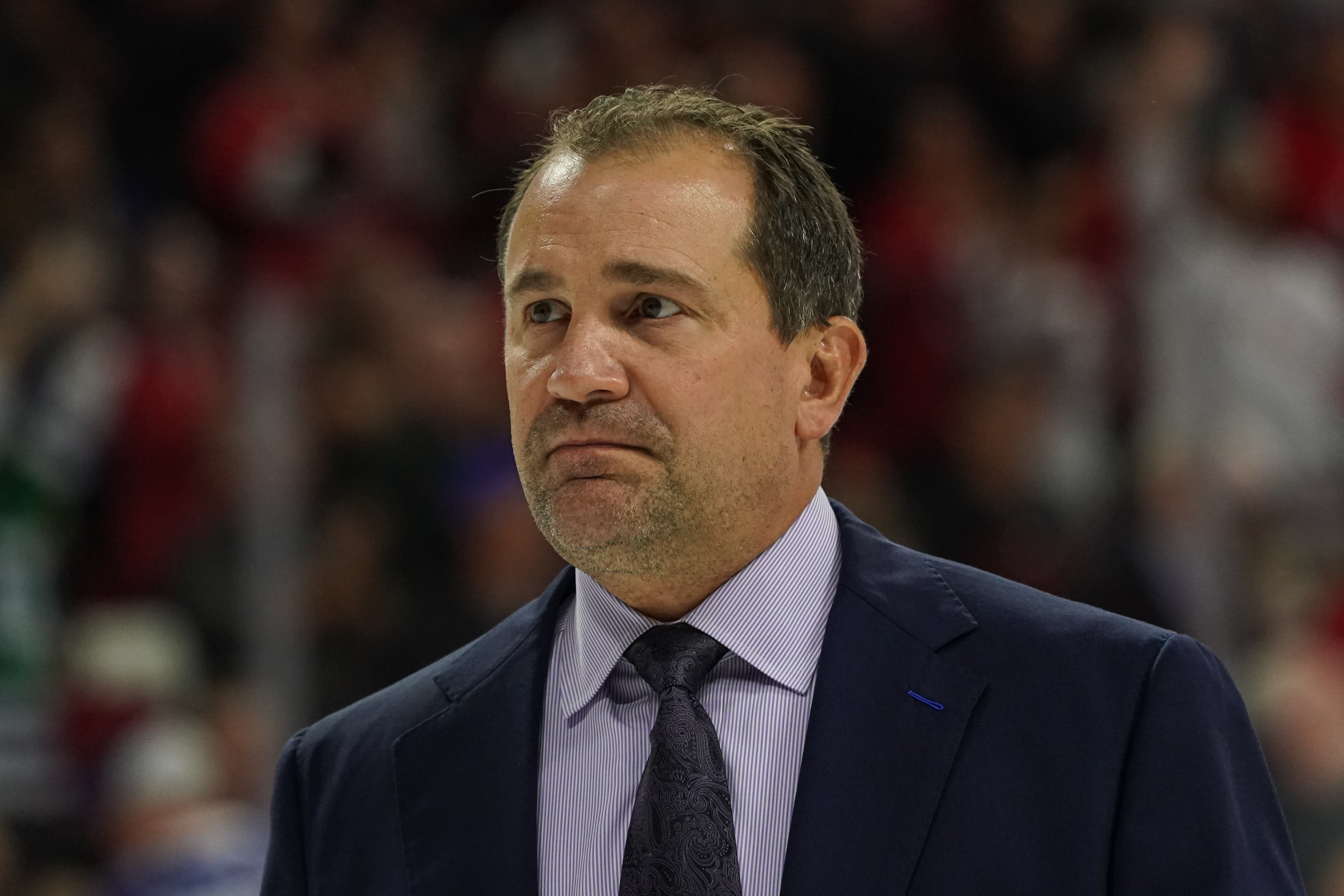 RALEIGH, NC - OCTOBER 06: Tampa Bay Lightning assistant coach Todd Richards walks off the ice during a game between the Tampa Bay Lightning and the Carolina Hurricanes at the PNC Arena in Raleigh, NC on October 6, 2019.(Photo by Greg Thompson/Icon Sportswire via Getty Images)