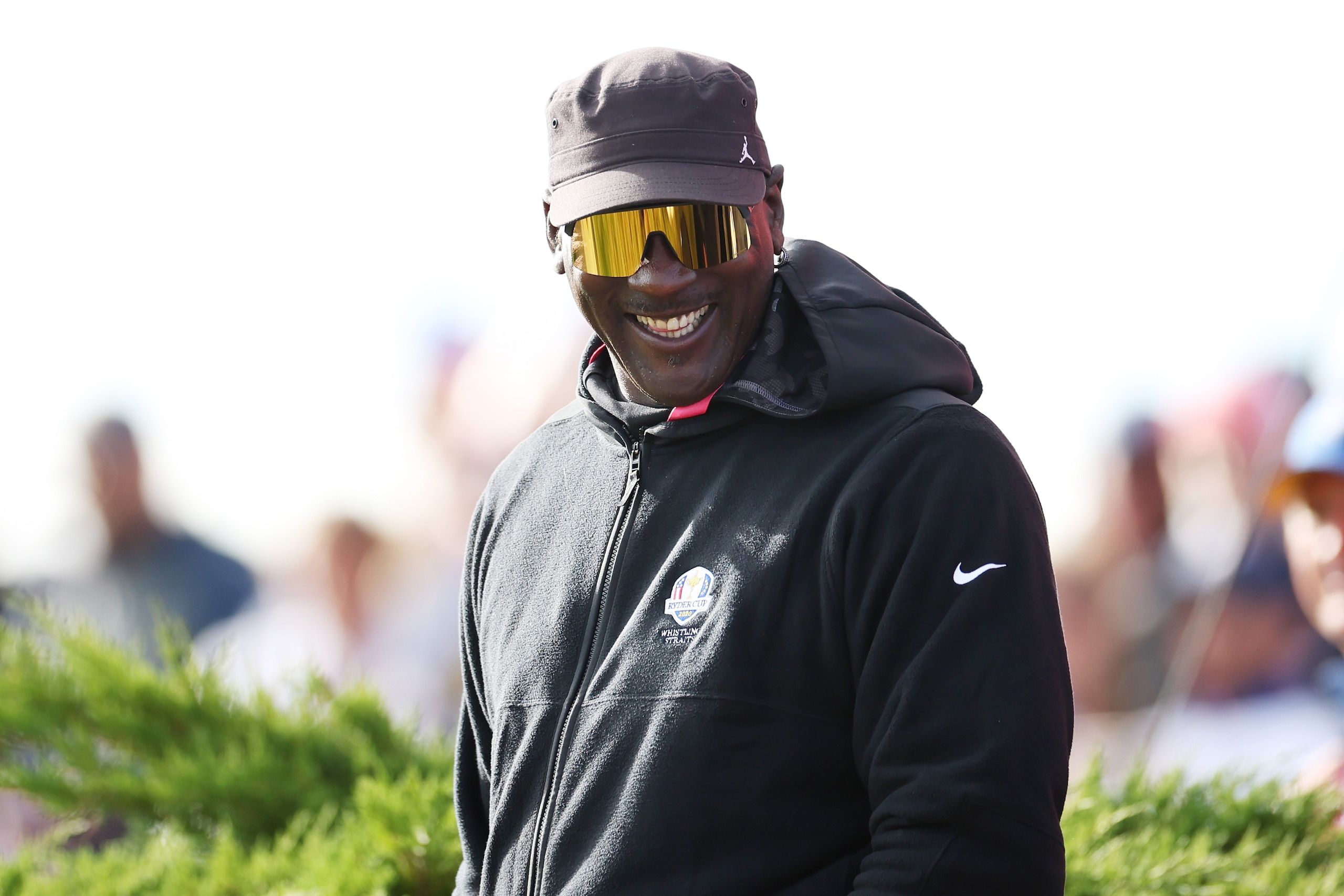 KOHLER, WISCONSIN - SEPTEMBER 25: Michael Jordan looks on during Saturday Afternoon Fourball Matches of the 43rd Ryder Cup at Whistling Straits on September 25, 2021 in Kohler, Wisconsin. (Photo by Richard Heathcote/Getty Images)