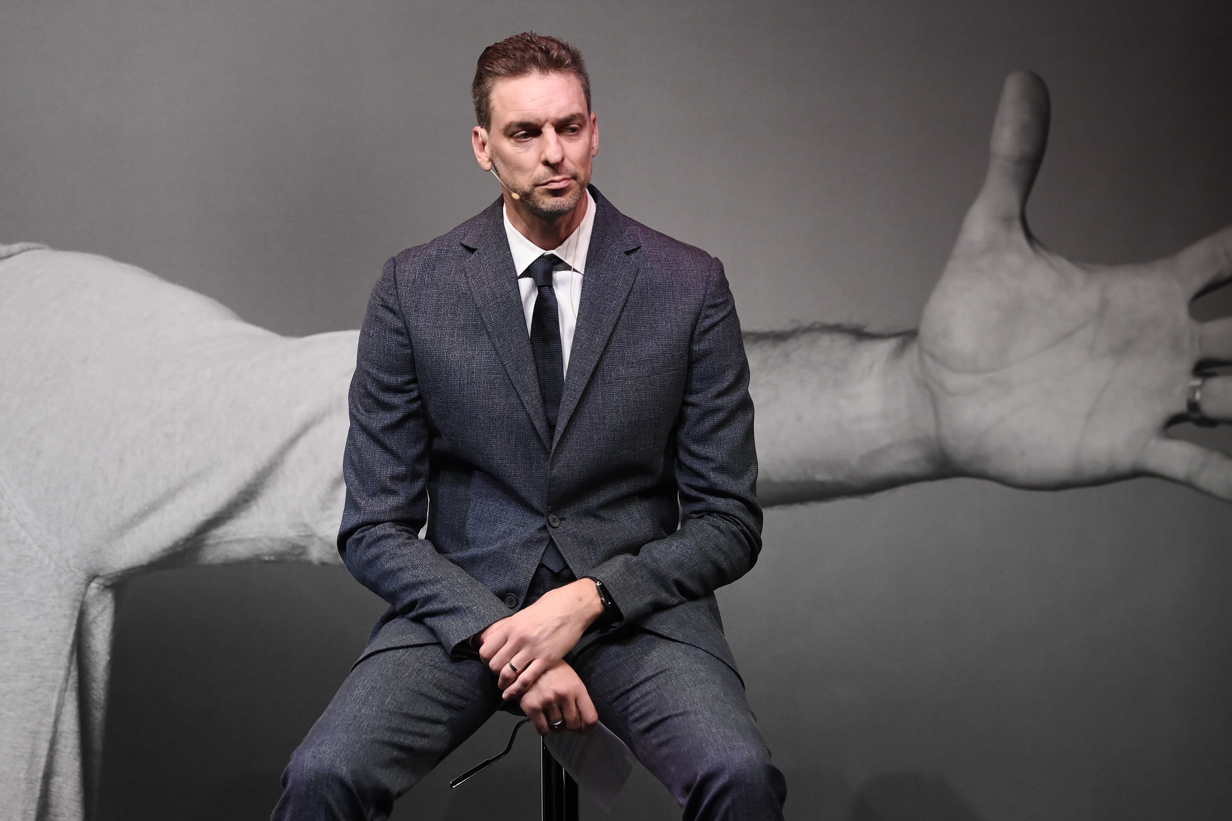 BARCELONA, SPAIN - OCTOBER 05: Pau Gasol faces de media during a press conference at El Liceu de Barcelona theater on October 05, 2021 in Barcelona, Spain. (Photo by David Ramos/Getty Images)