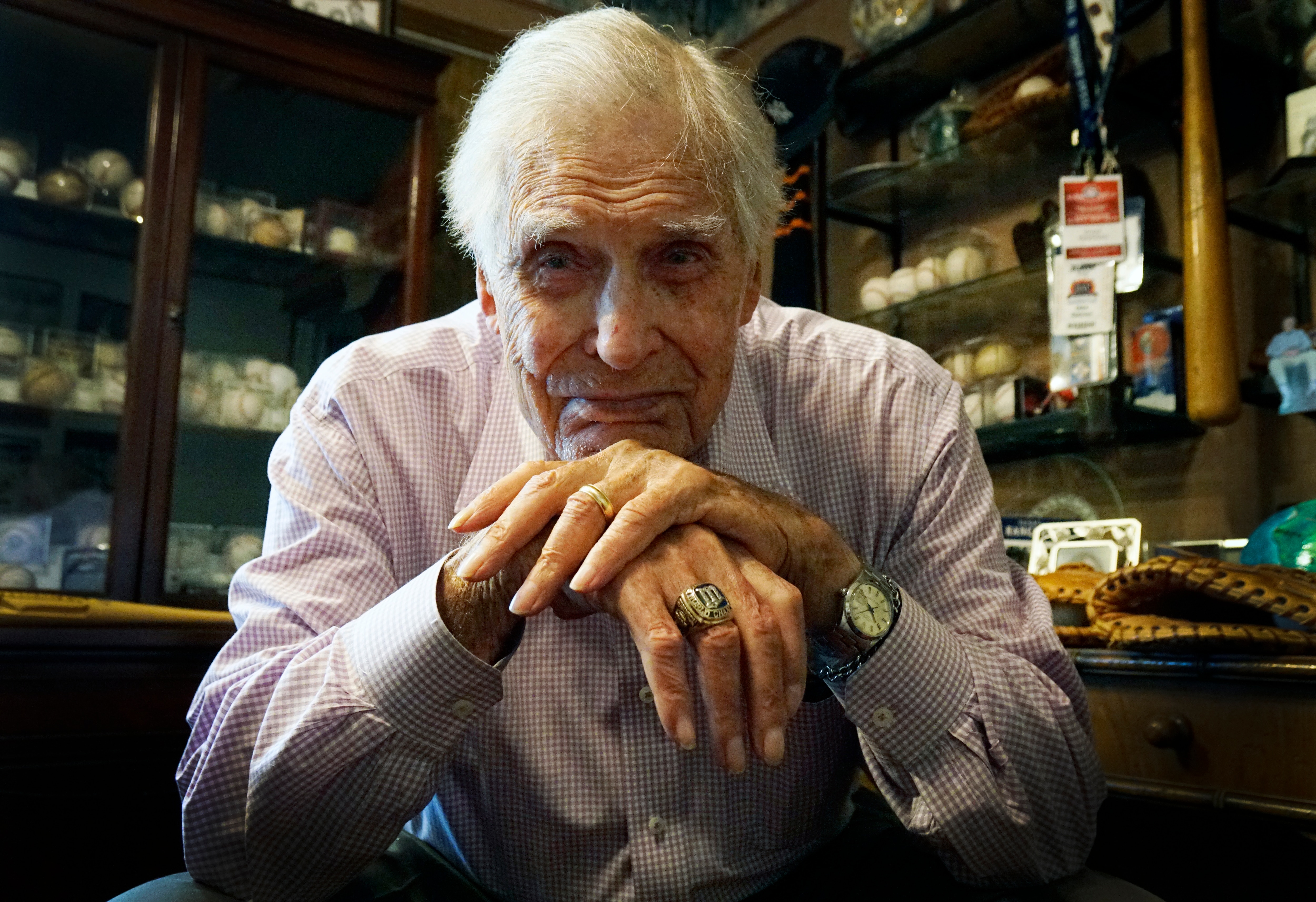 FORT WORTH, TX - JUNE 13: 
Former Major League Baseball first baseman and All-Star Eddie Robinson at his home in Fort Worth, TX on June 13, 2018. 
(Photo by Lawrence Jenkins for The Washington Post via Getty Images)
