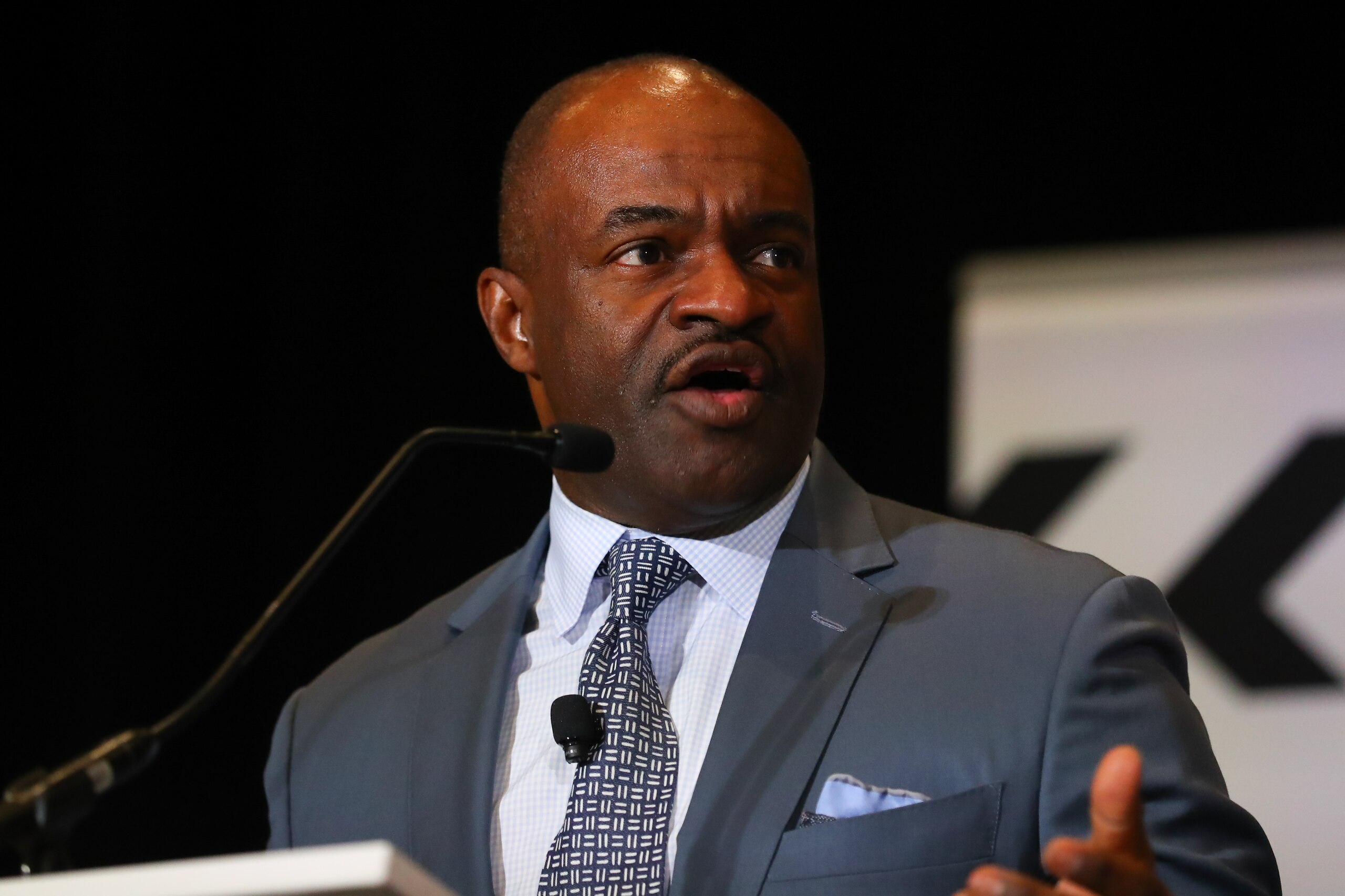 MIAMI BEACH, FL - JANUARY 30: DeMaurice Smith the Executive Director of the National Football League Players Association speaks during the NFLPA press conference on January 30, 2020 at the Miami Beach Convention Center in Miami Beack, FL. (Photo by Rich Graessle/Icon Sportswire via Getty Images) MIAMI BEACH, FL - JANUARY 30: DeMaurice Smith the Executive Director of the National Football League Players Association speaks during the NFLPA press conference on January 30, 2020 at the Miami Beach Convention Center in Miami Beack, FL. (Photo by Rich Graessle/Icon Sportswire via Getty Images)