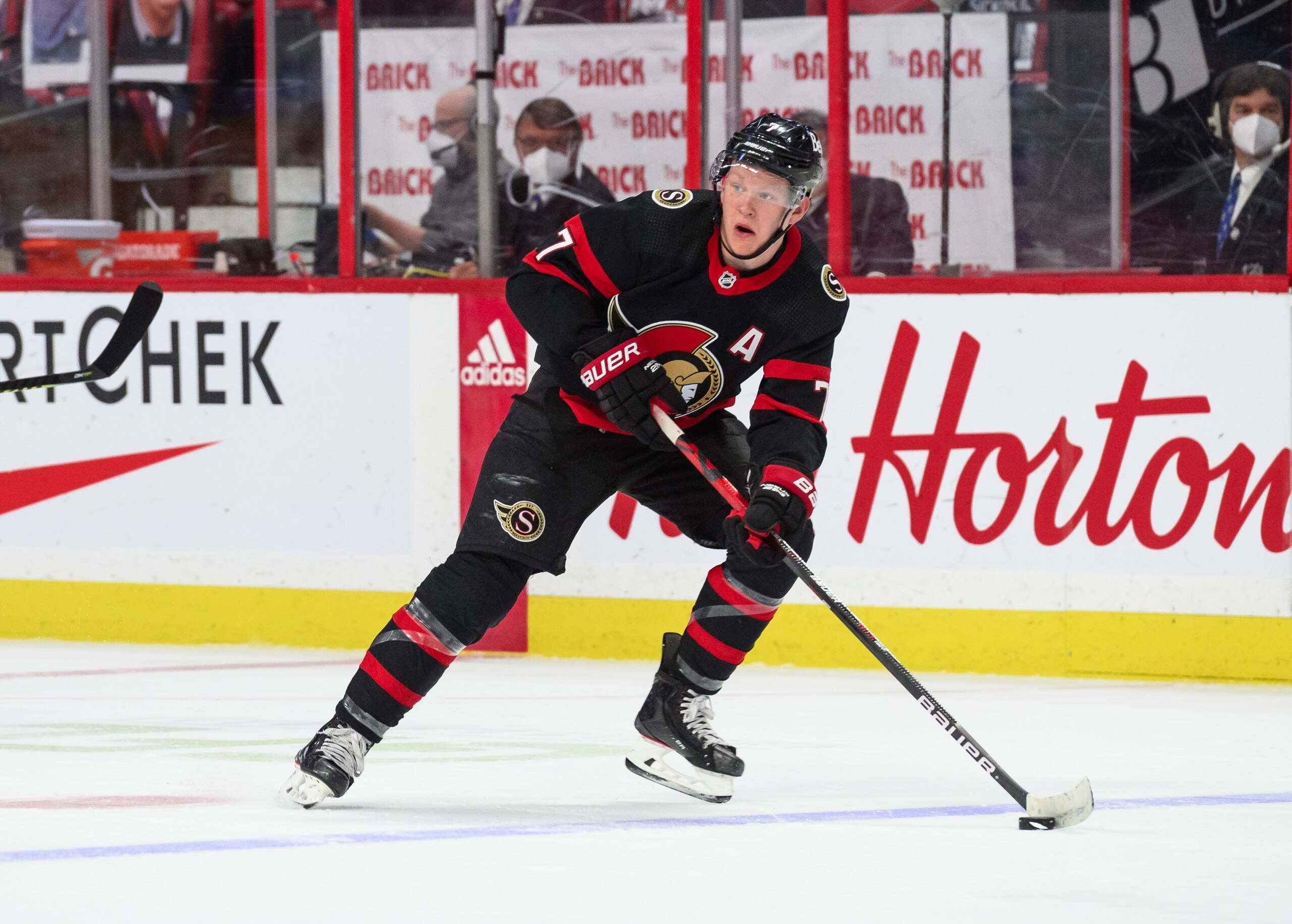 OTTAWA, ON - MAY 5:  Brady Tkachuk #7 of the Ottawa Senators skates against the Montreal Canadiens at Canadian Tire Centre on May 5, 2021 in Ottawa, Ontario, Canada.  (Photo by Matt Zambonin/Freestyle Photography/Getty Images)