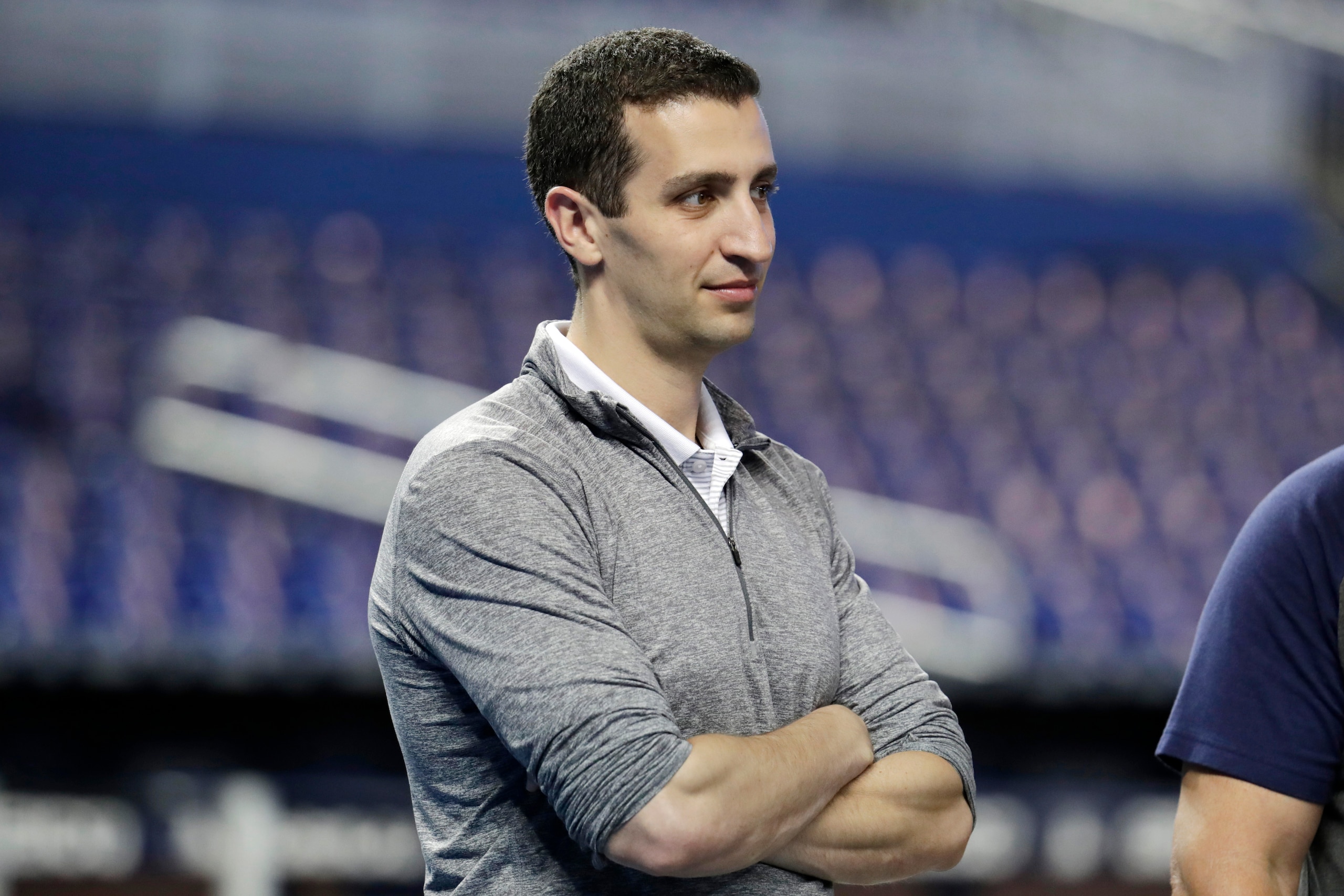 File-Milwaukee Brewers general manager David Stearns stands on the field before a baseball game against the Miami Marlins, Wednesday, Sept. 11, 2019, in Miami. Stearns says this year’s abbreviated schedule makes it difficult to evaluate his roster as he tries to make offseason improvements. (AP Photo/Lynne Sladky, File) File-Milwaukee Brewers general manager David Stearns stands on the field before a baseball game against the Miami Marlins, Wednesday, Sept. 11, 2019, in Miami. Stearns says this year’s abbreviated schedule makes it difficult to evaluate his roster as he tries to make offseason improvements. (AP Photo/Lynne Sladky, File)